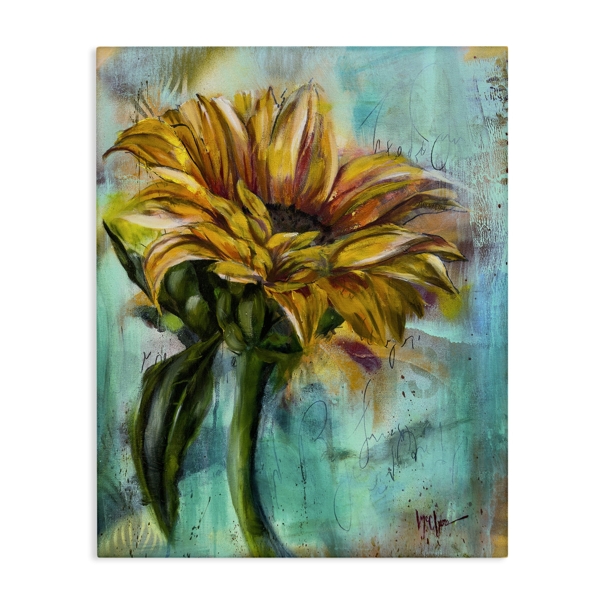 Stupell Industries End Of Summer Sunflower Plants & Flowers Painting Wrapped Canvas Art Print Wall Art, 36 x 48