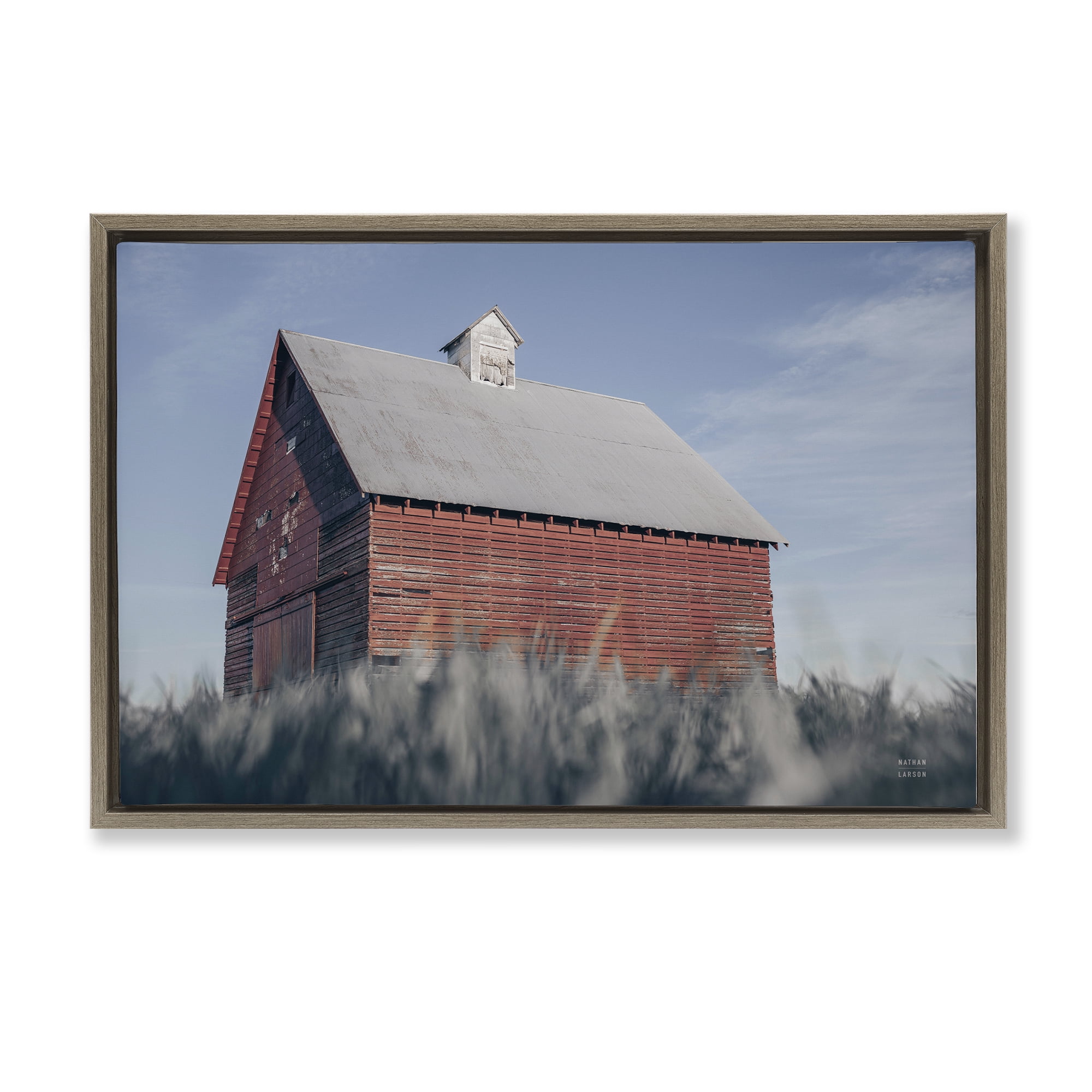 Stupell Industries End Of The Field Cottage Brown Framed Floater Canvas Wall Art, design by Nathan Larson
