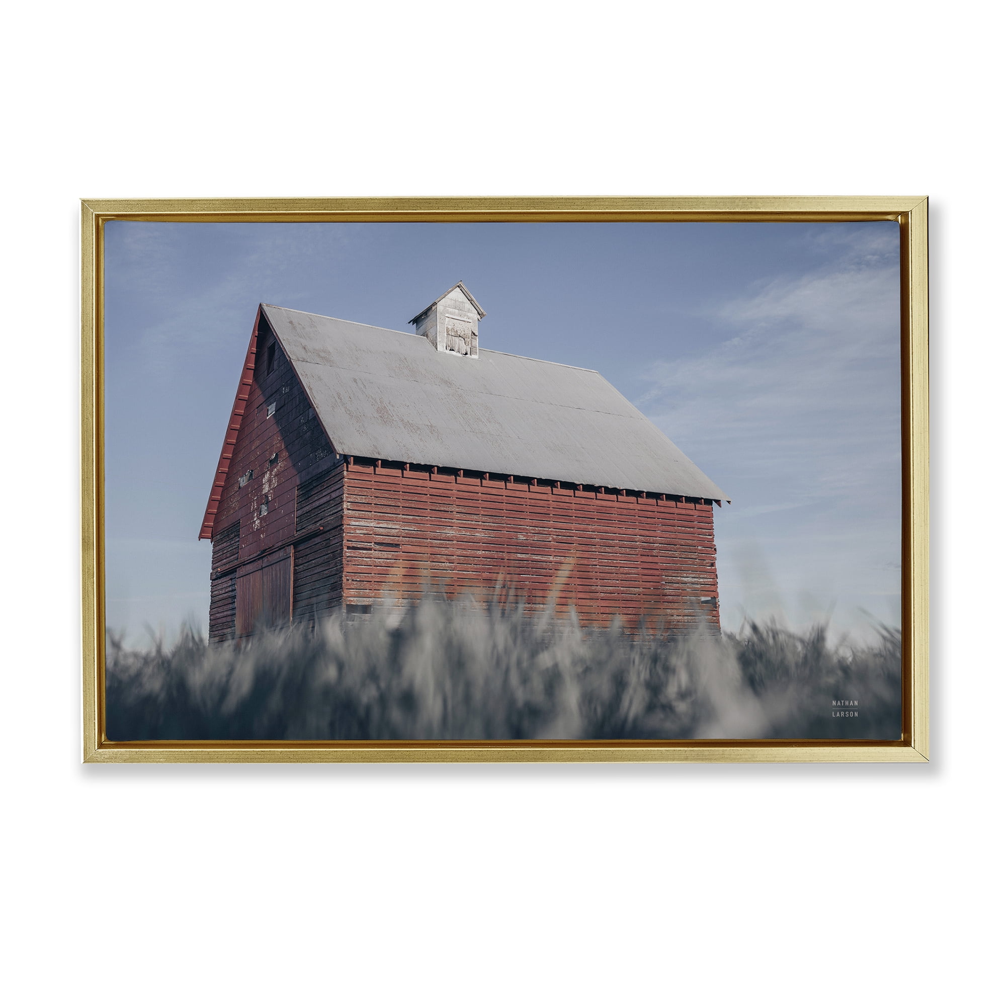 Stupell Industries End Of The Field Cottage Gold Framed Floater Canvas Wall Art, design by Nathan Larson