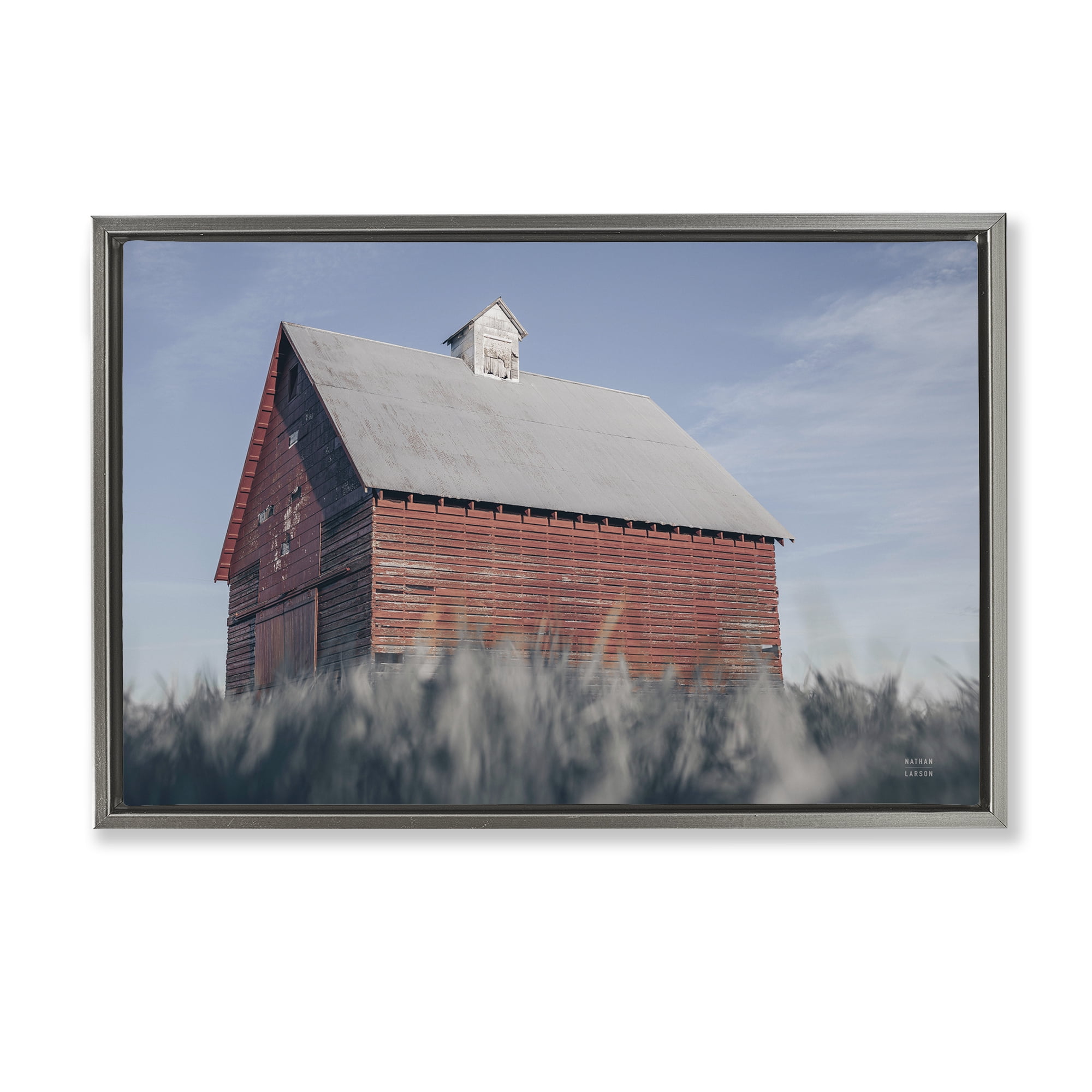 Stupell Industries End Of The Field Cottage Gray Framed Floater Canvas Wall Art, design by Nathan Larson