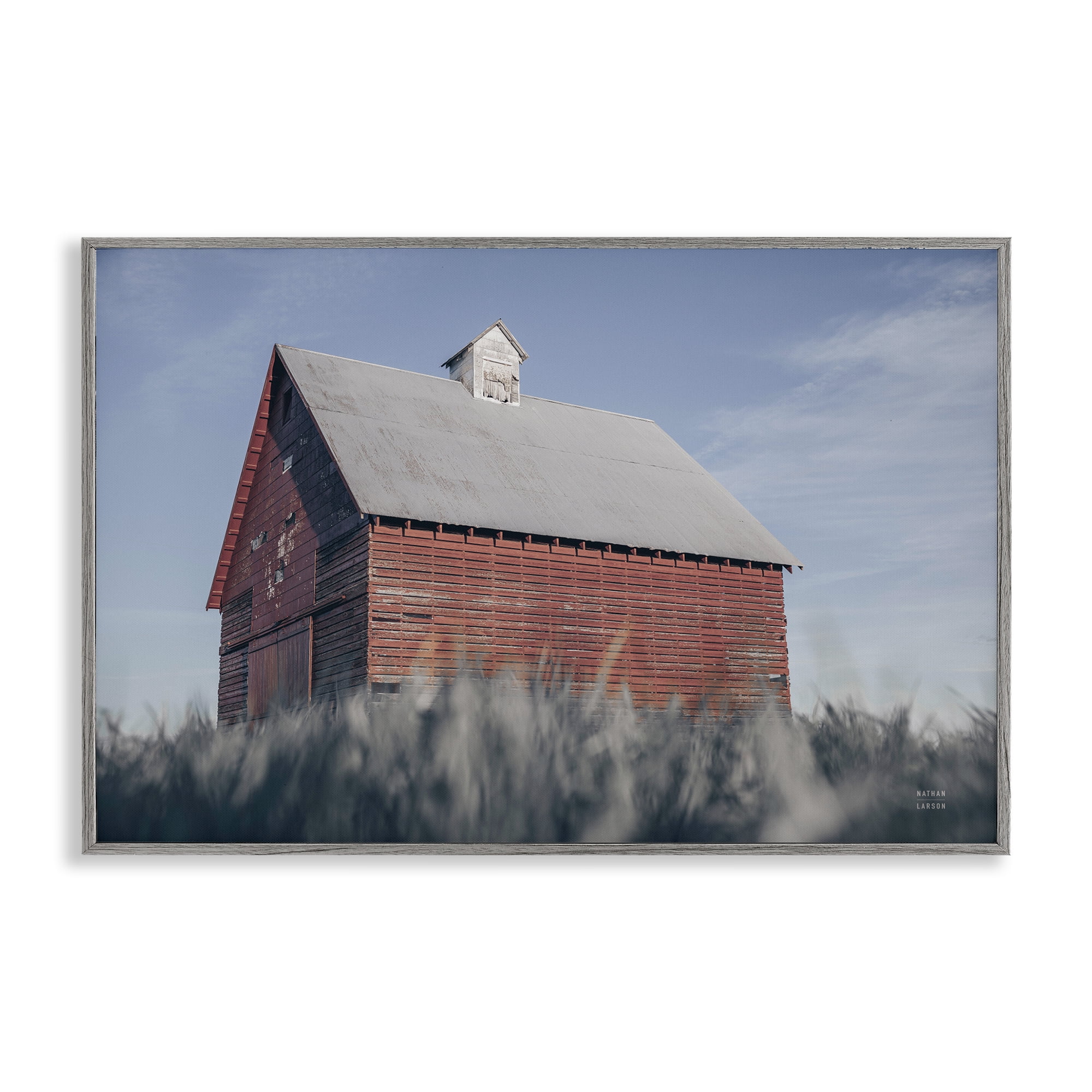 Stupell Industries End Of The Field Cottage Gray Framed Giclee Art, design by Nathan Larson