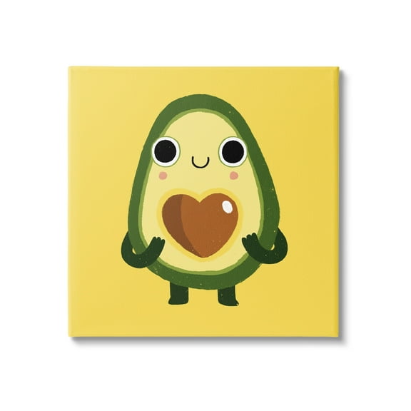 Stupell Industries Endearing Avocado Heart Shape Seed Smiling Cartoon Canvas Wall Art, 17 x 17, Design by Michael Buxton