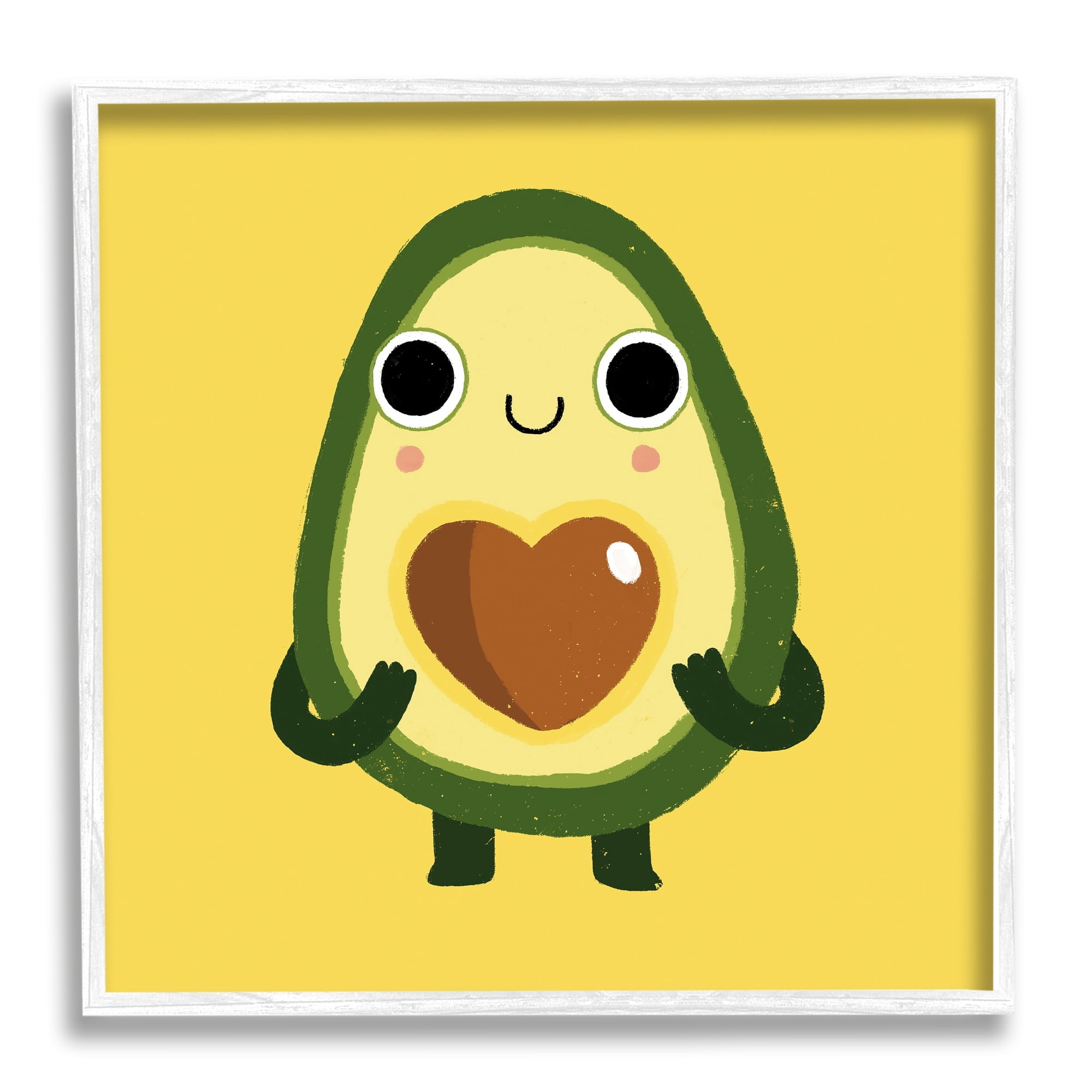 Stupell Industries Endearing Avocado Heart Shape Seed Smiling Cartoon Framed Wall Art, 12 x 12, Design by Michael Buxton
