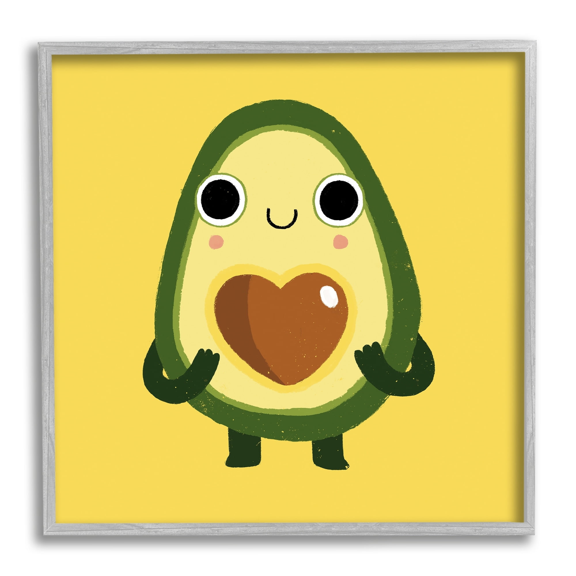 Stupell Industries Endearing Avocado Heart Shape Seed Smiling Cartoon Framed Wall Art, 17 x 17, Design by Michael Buxton