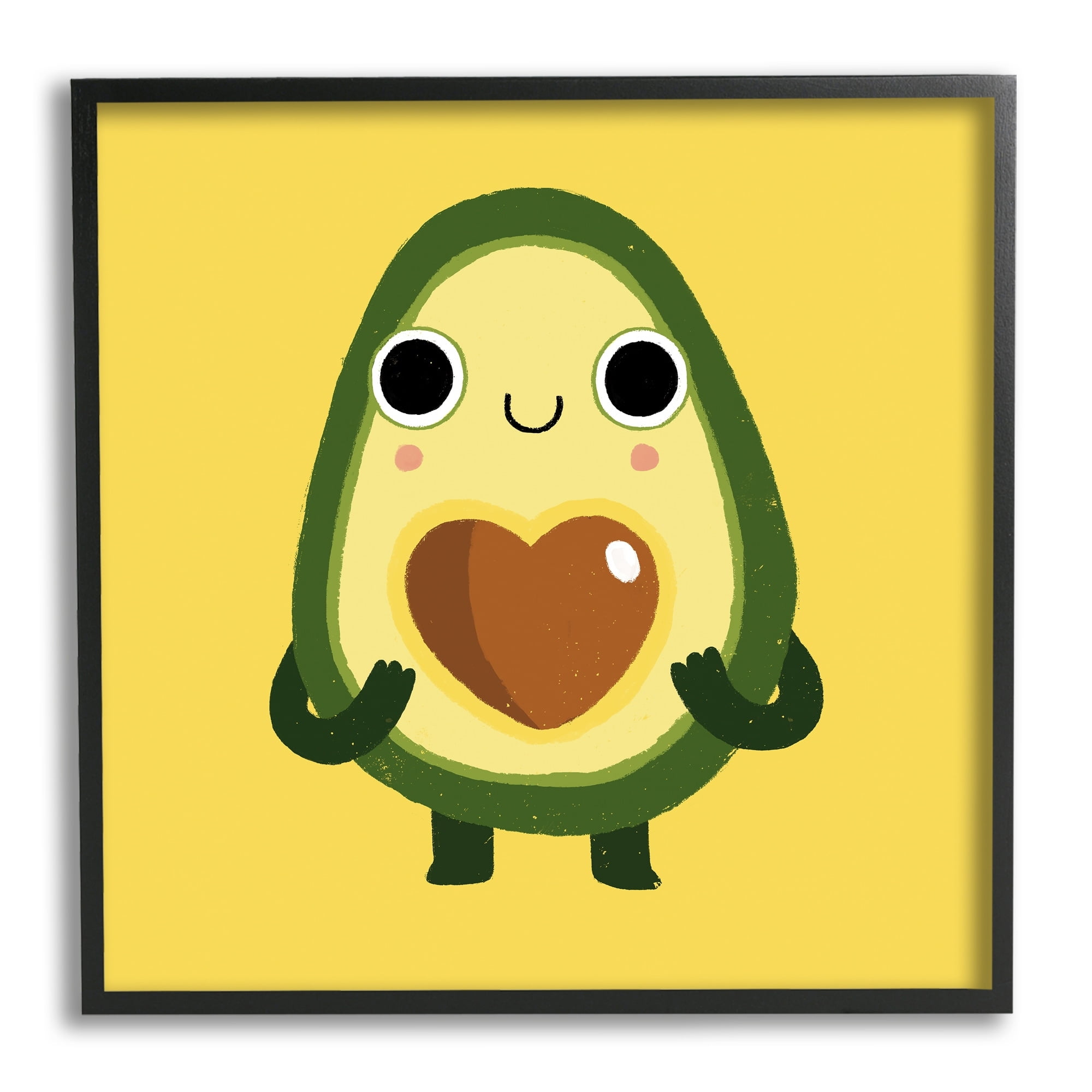 Stupell Industries Endearing Avocado Heart Shape Seed Smiling Cartoon Framed Wall Art, 24 x 24, Design by Michael Buxton