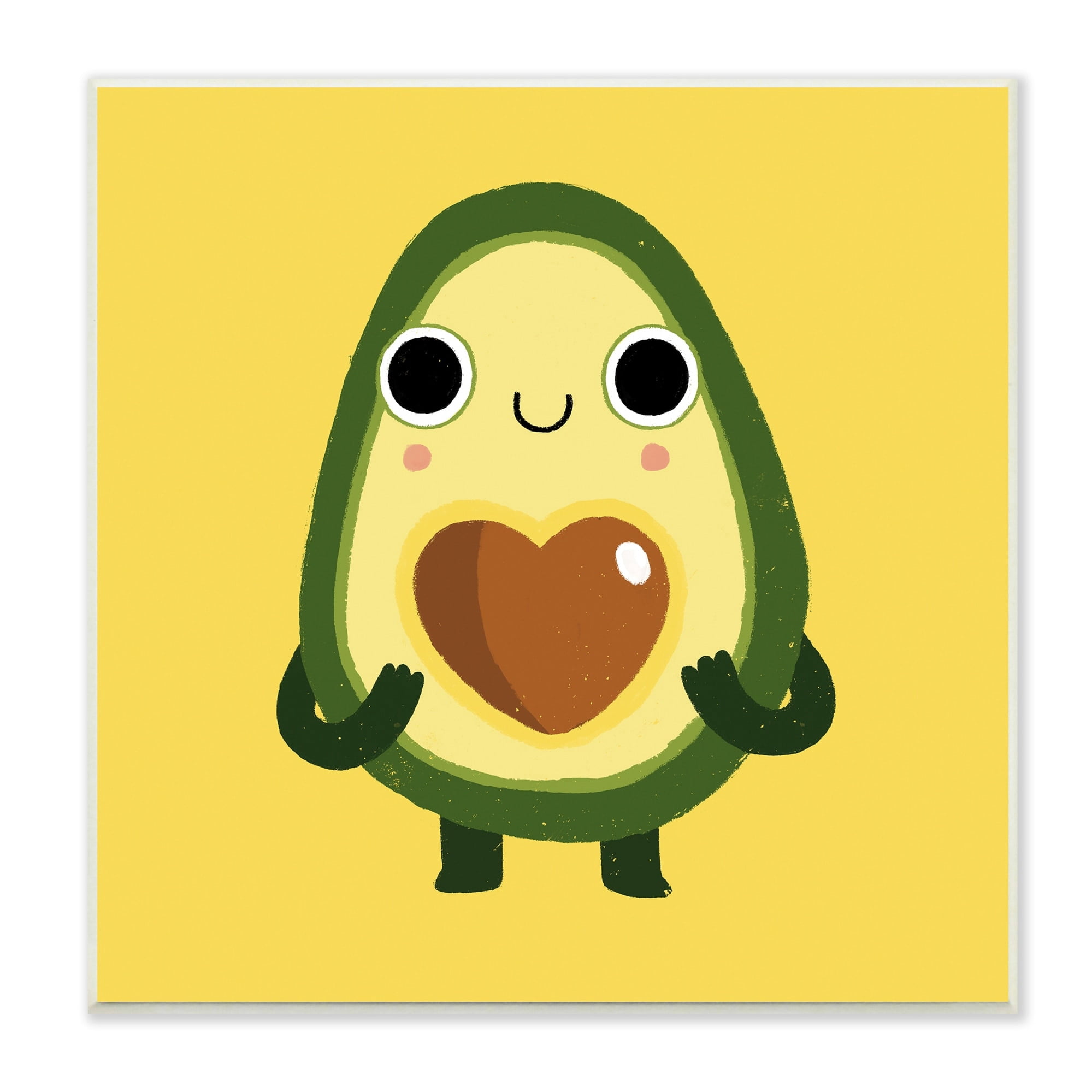Stupell Industries Endearing Avocado Heart Shape Seed Smiling Cartoon Wood Wall Art, 12 x 12, Design by Michael Buxton