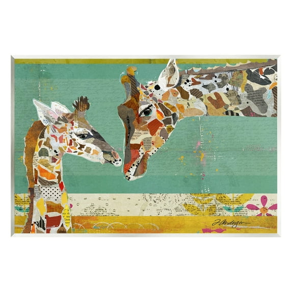 Stupell Industries Endearing Giraffe Family Layered Wildlife Animal Collage Graphic Art Unframed Art Print Wall Art, Design by Traci Anderson