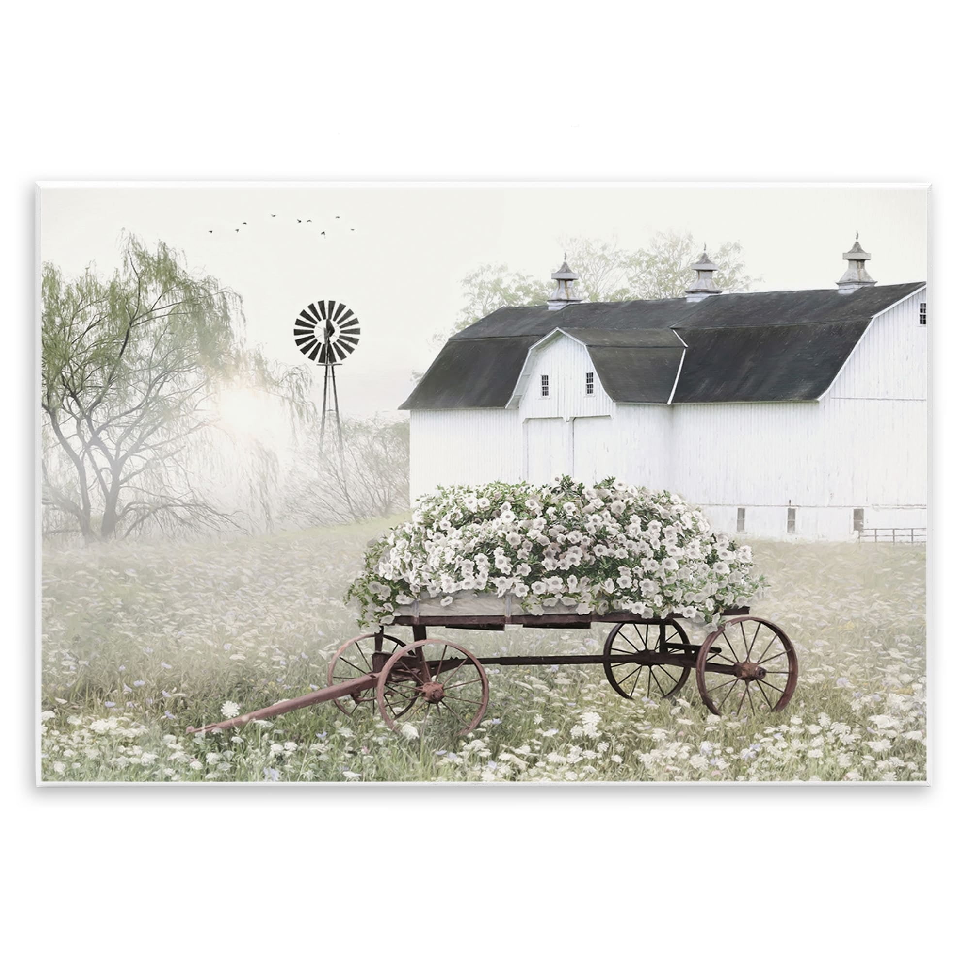 Stupell Industries Endearing Vintage Flower Wagon Rural Country Barn Graphic Art Unframed Art Print Wall Art, Design by Lori Deiter