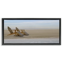 Stupell Industries Endless Beach Scene Landscape Photography Black Floater Framed Canvas Art Print Wall Art, 25 x 11