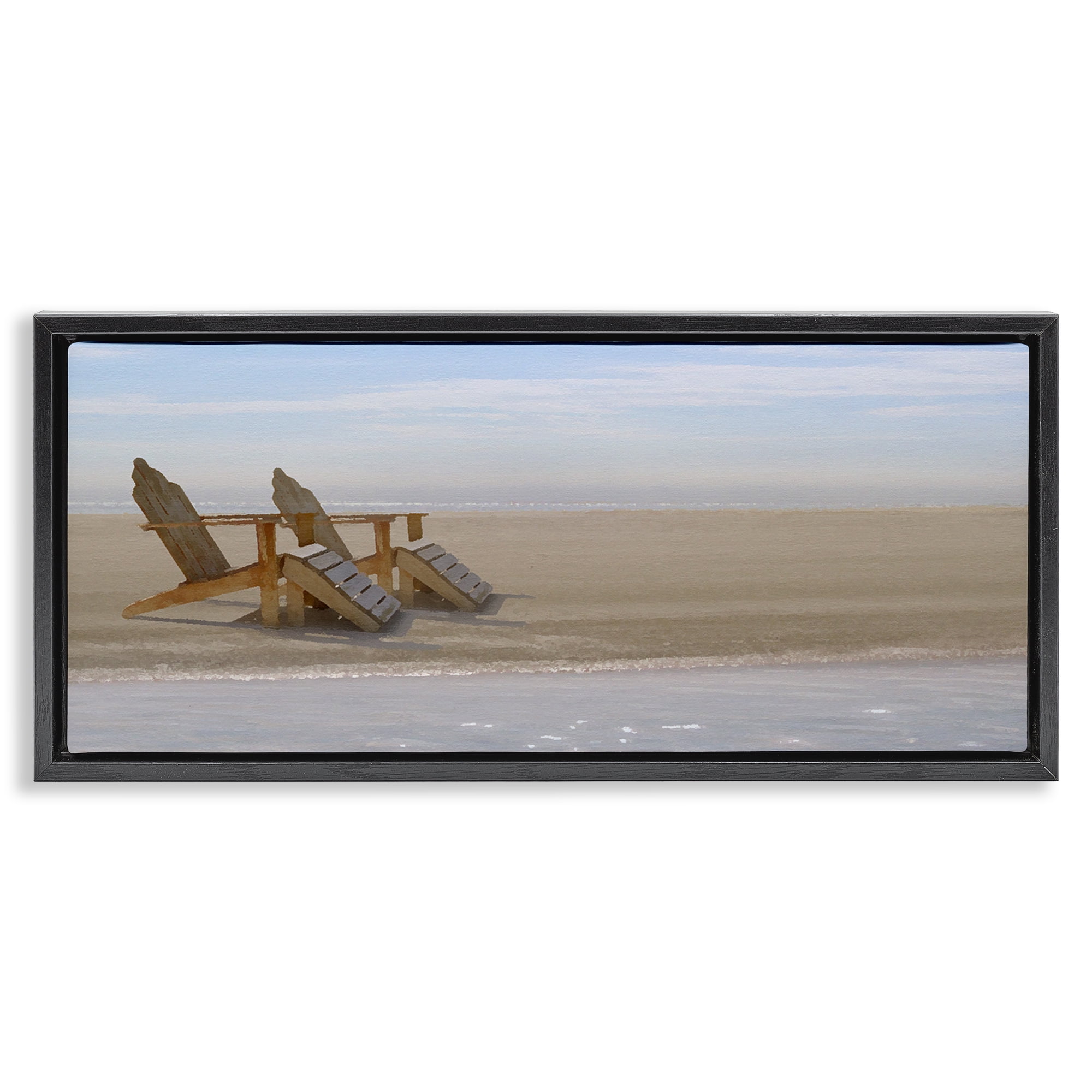 Stupell Industries Endless Beach Scene Landscape Photography Black Floater Framed Canvas Art Print Wall Art, 31 x 14