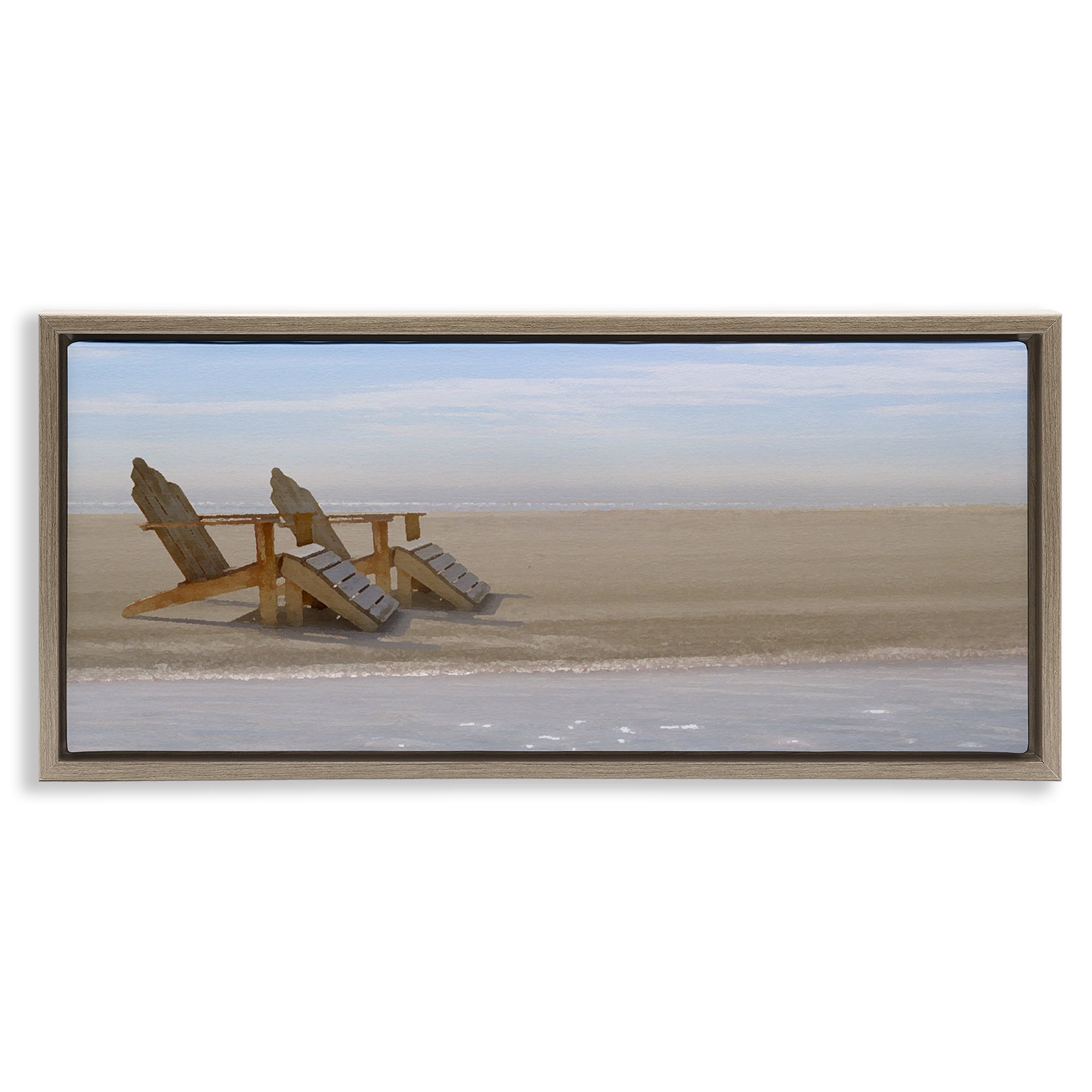 Stupell Industries Endless Beach Scene Landscape Photography Brown Floater Framed Canvas Art Print Wall Art, 31 x 14