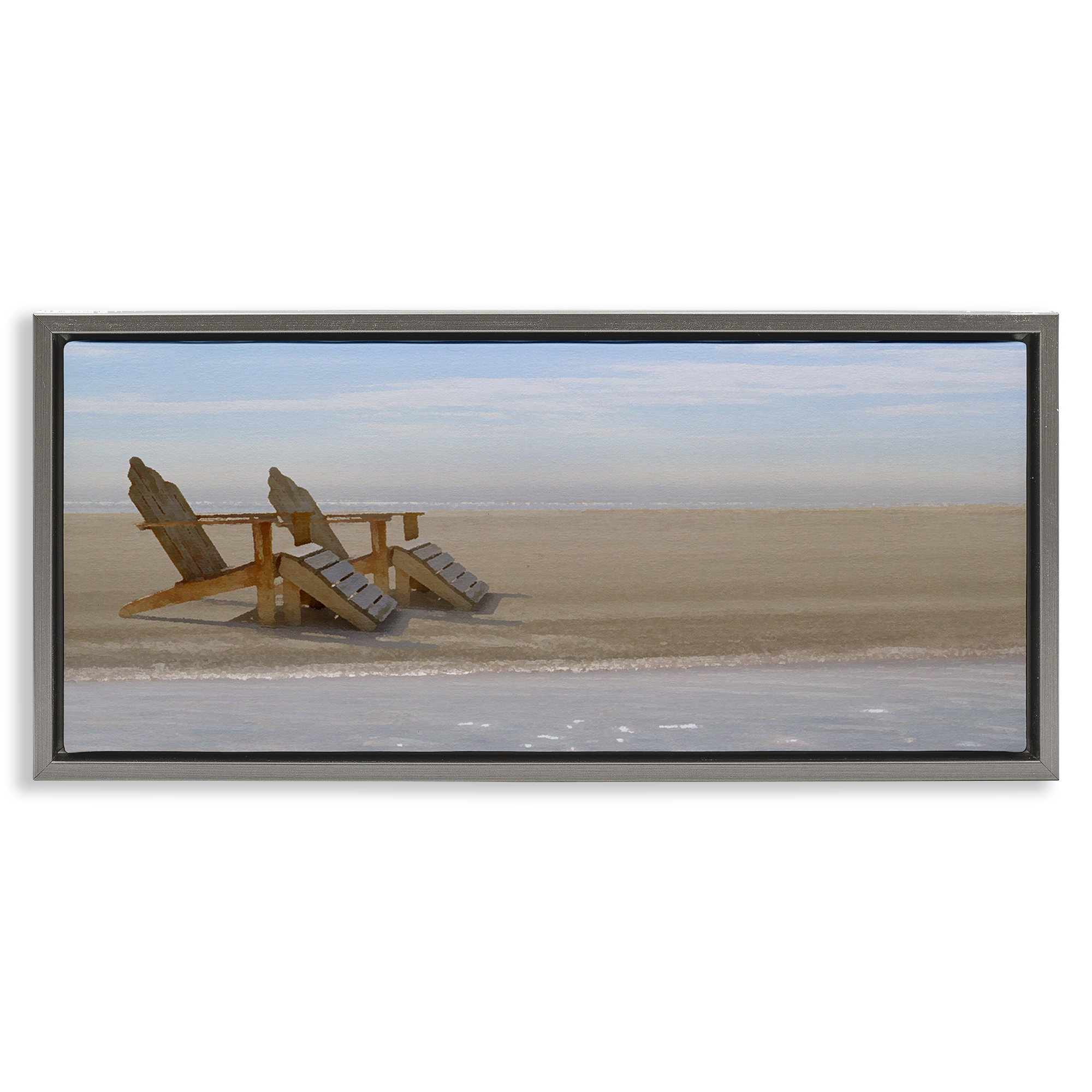 Stupell Industries Endless Beach Scene Landscape Photography Gray Floater Framed Canvas Art Print Wall Art, 25 x 11