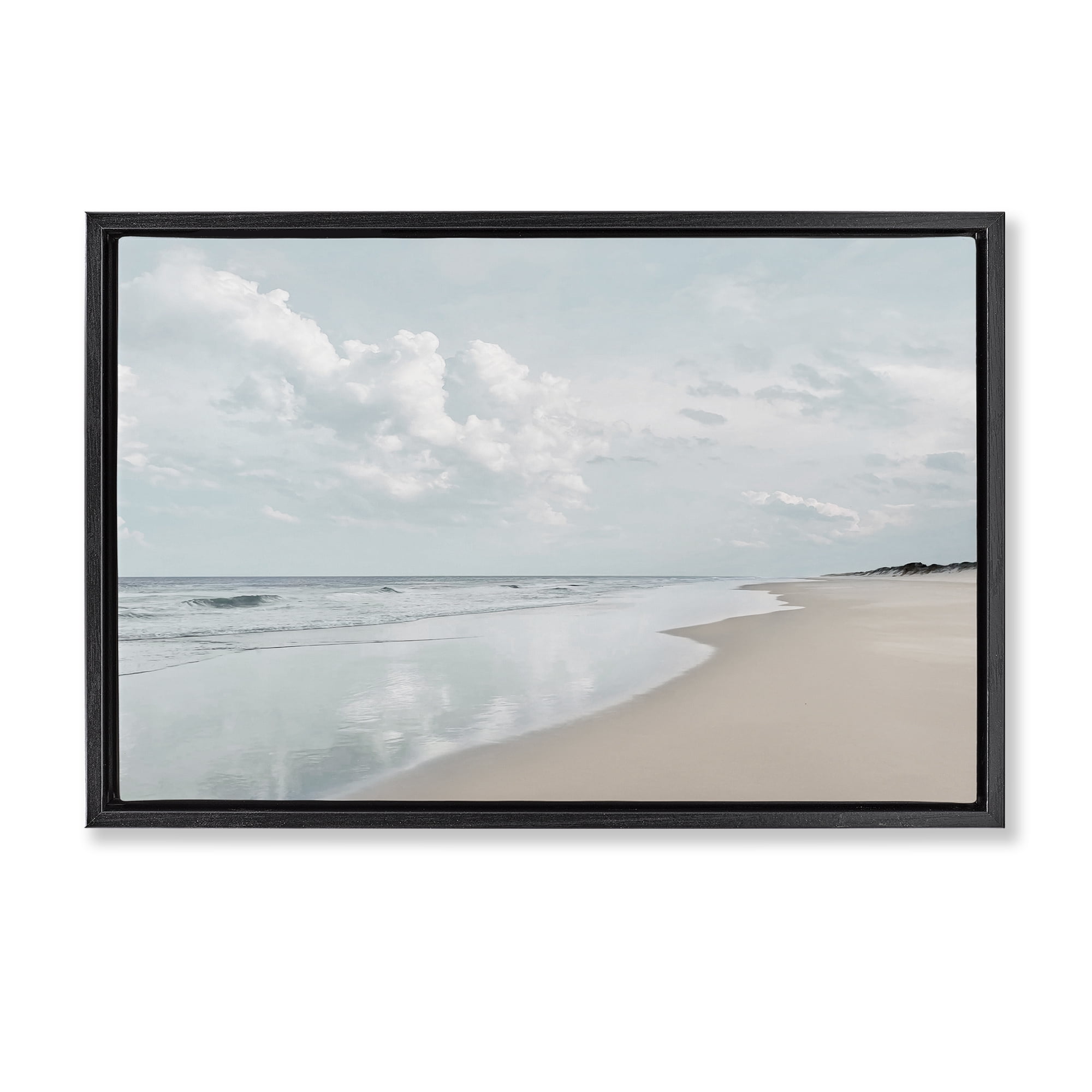 Stupell Industries Endless Beach View Nautical & Beach Photography Black Floater Framed Canvas Art Print Wall Art, 25 x 17