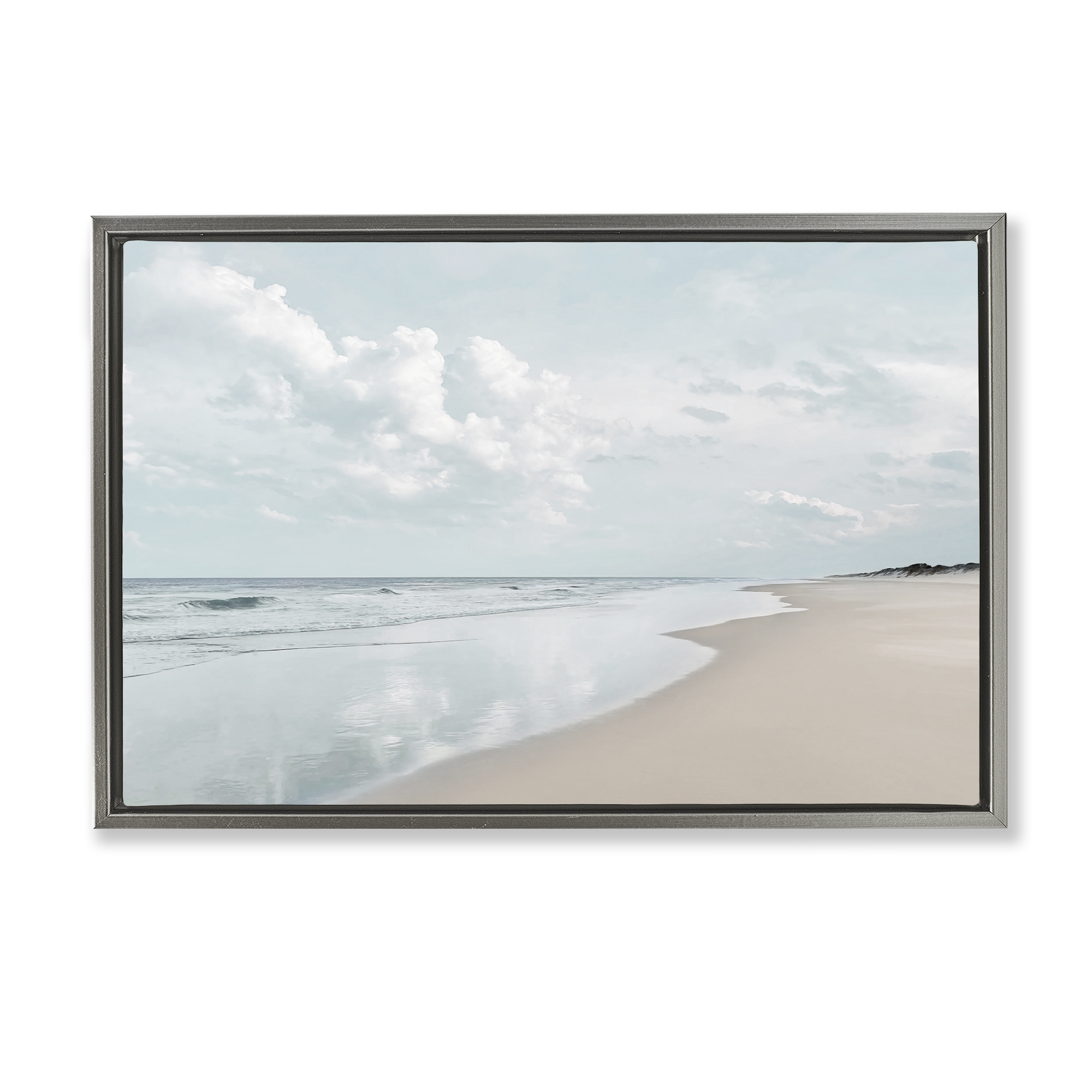 Stupell Industries Endless Beach View Nautical & Beach Photography Gray Floater Framed Canvas Art Print Wall Art, 25 x 17