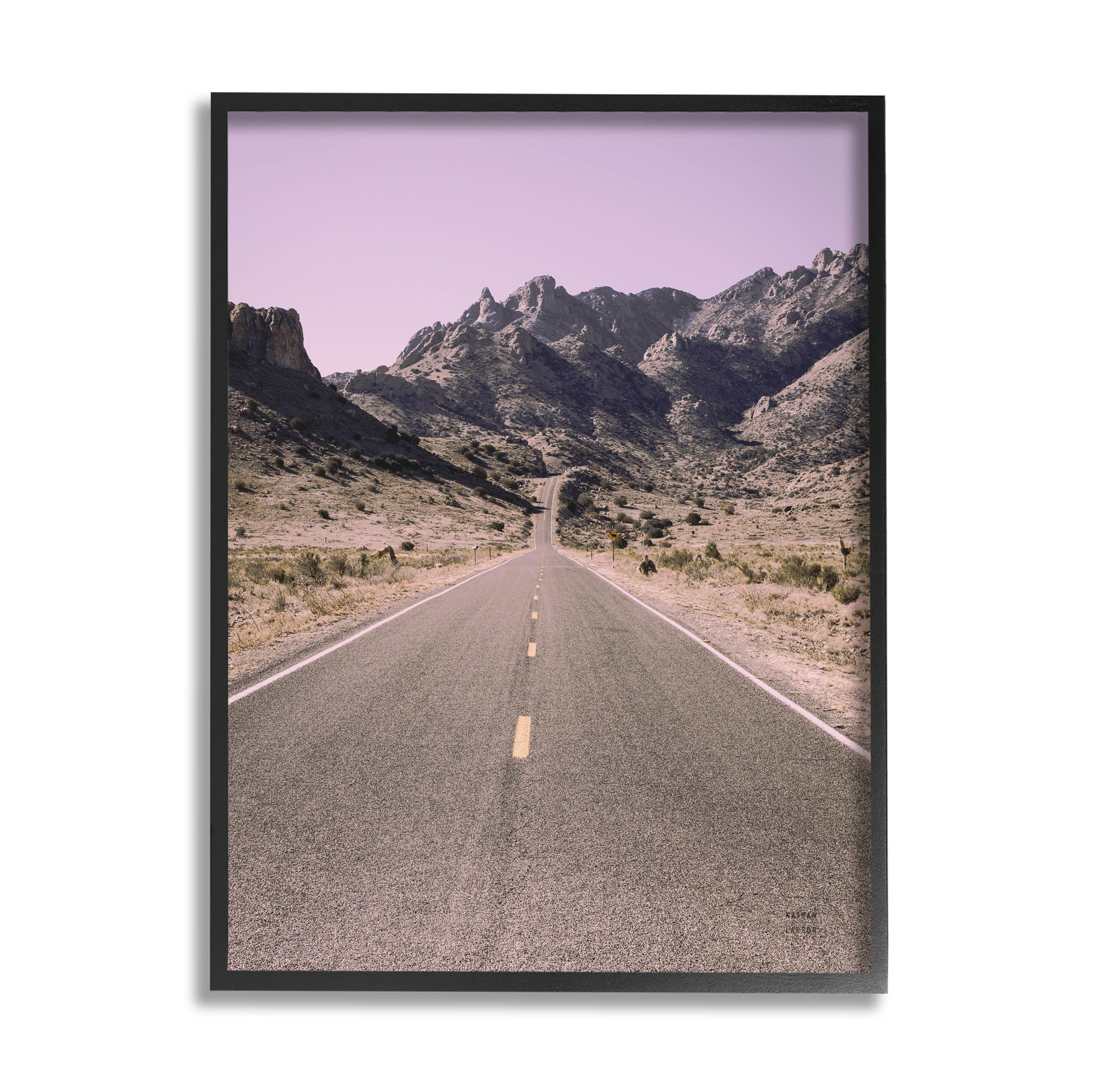 Stupell Industries Endless Desert Canyon Road Purple Sky Photograph Black Framed Art Print Wall Art, Design by Nathan Larson