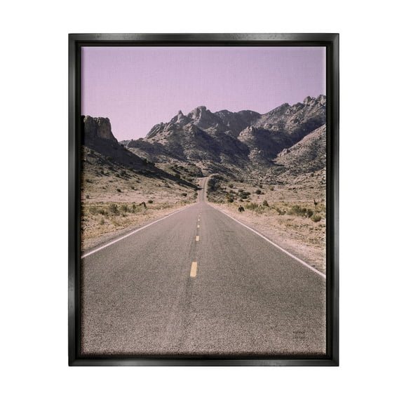 Stupell Industries Endless Desert Canyon Road Purple Sky Photograph Jet Black Floating Framed Canvas Print Wall Art, Design by Nathan Larson
