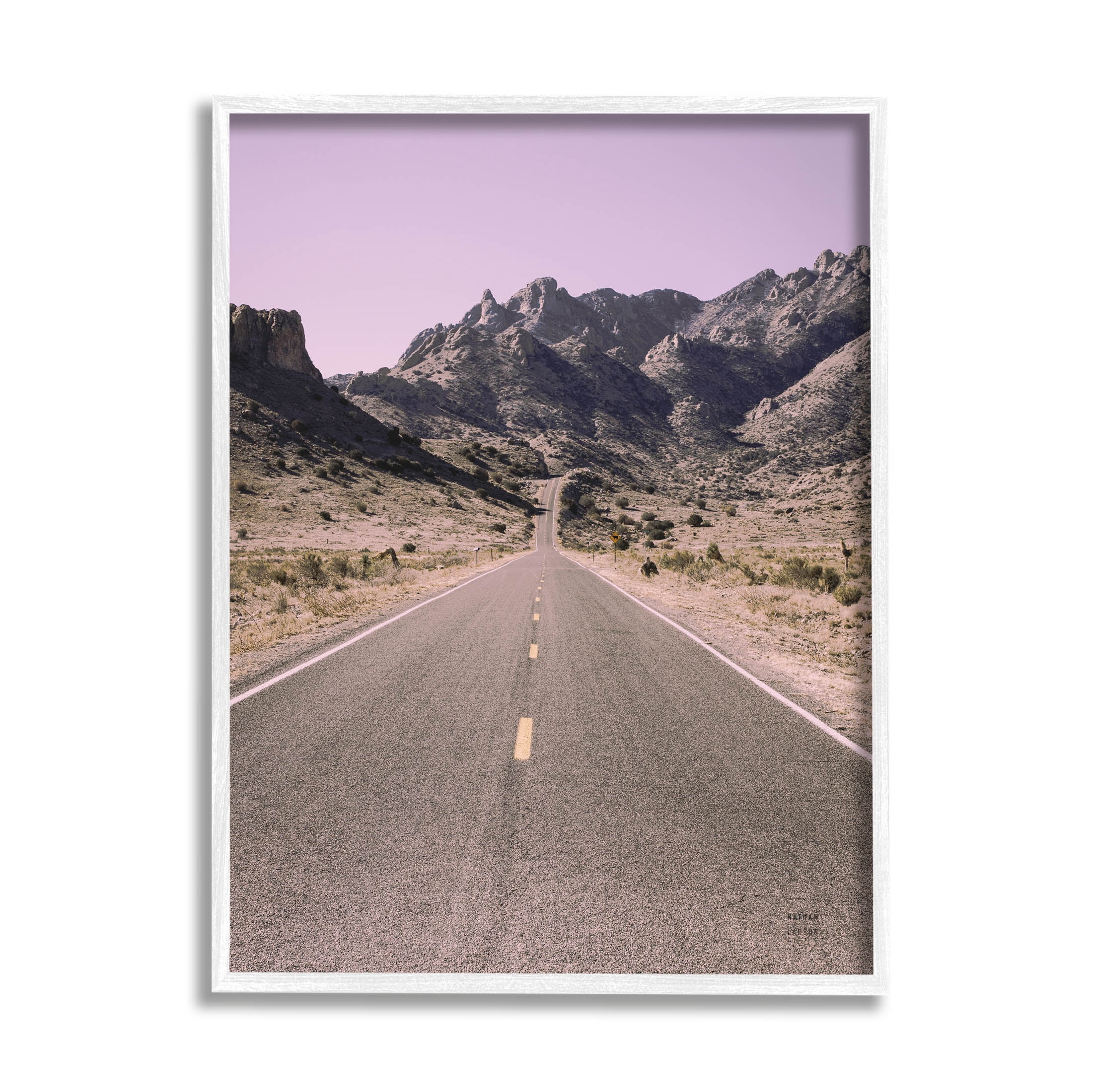 Stupell Industries Endless Desert Canyon Road Purple Sky Photograph White Framed Art Print Wall Art, Design by Nathan Larson