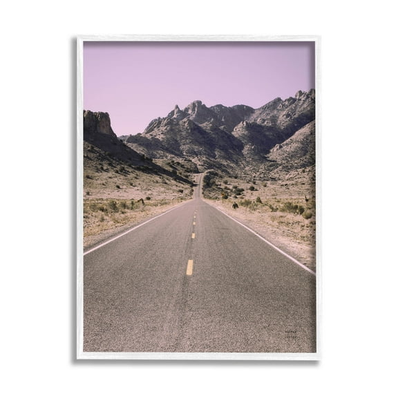 Stupell Industries Endless Desert Canyon Road Purple Sky Photograph White Framed Art Print Wall Art, Design by Nathan Larson