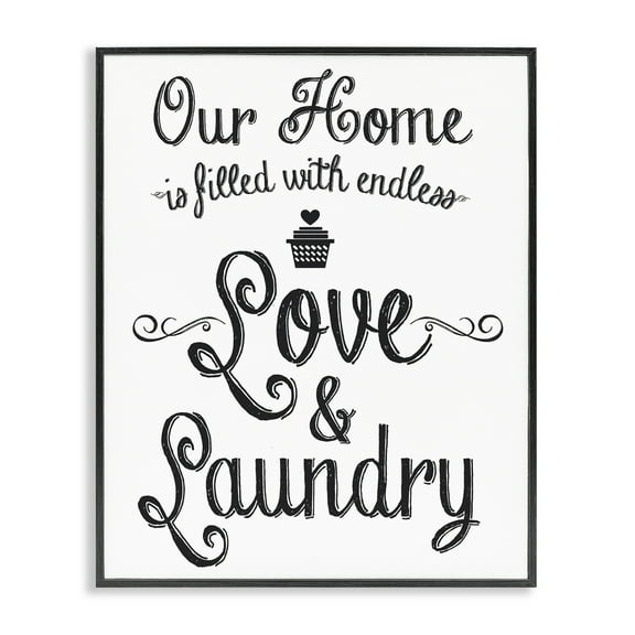 Stupell Industries Endless Love & Laundry Typography Painting Black Framed Art Print Wall Art, 11 x 14