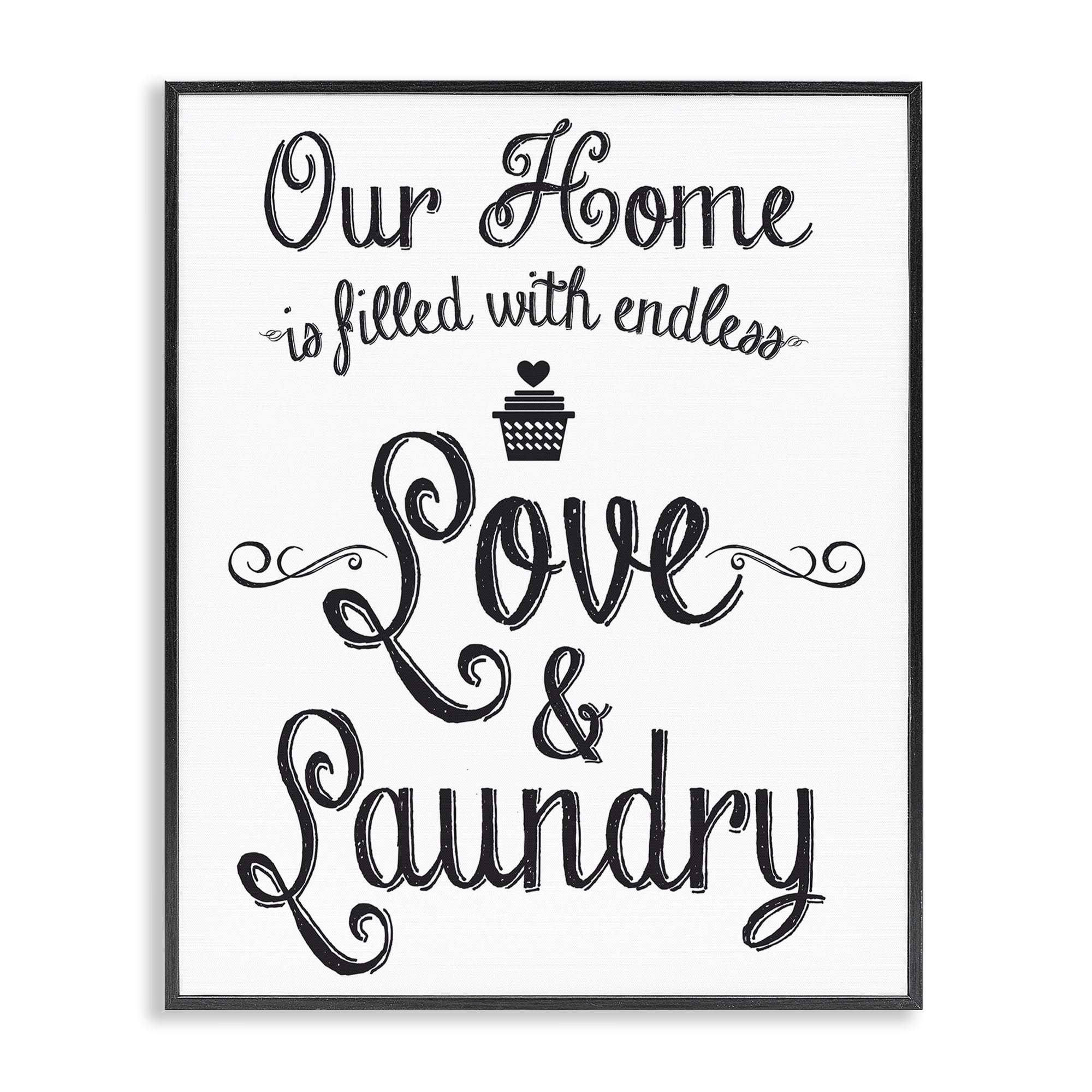 Stupell Industries Endless Love & Laundry Typography Painting Black Framed Art Print Wall Art, 16 x 20