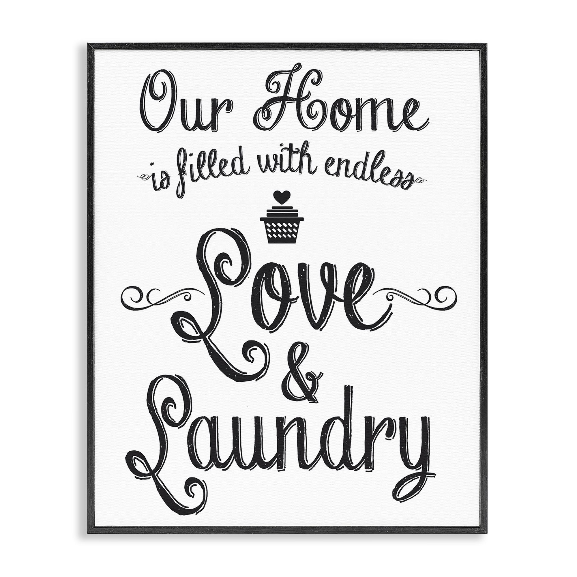 Stupell Industries Endless Love & Laundry Typography Painting Black Framed Art Print Wall Art, 24 x 30