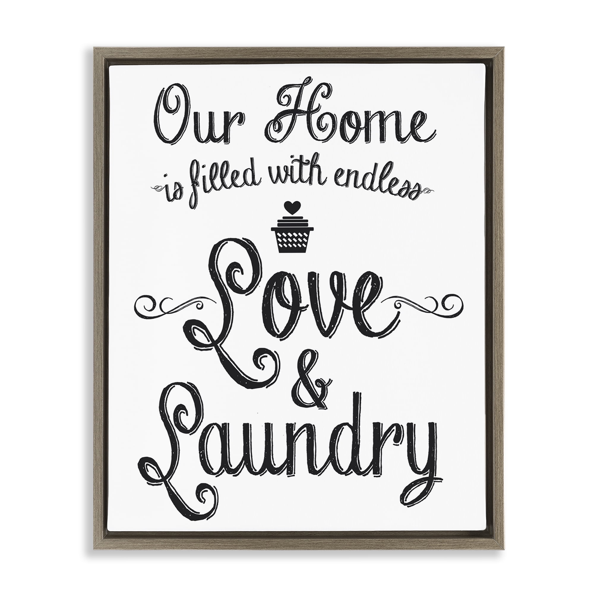 Stupell Industries Endless Love & Laundry Typography Painting Brown Floater Framed Art Print Wall Art, 25 x 31