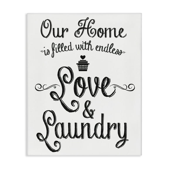 Stupell Industries Endless Love & Laundry Typography Painting Gallery Wrapped Canvas Art Print Wall Art, 16 x 20