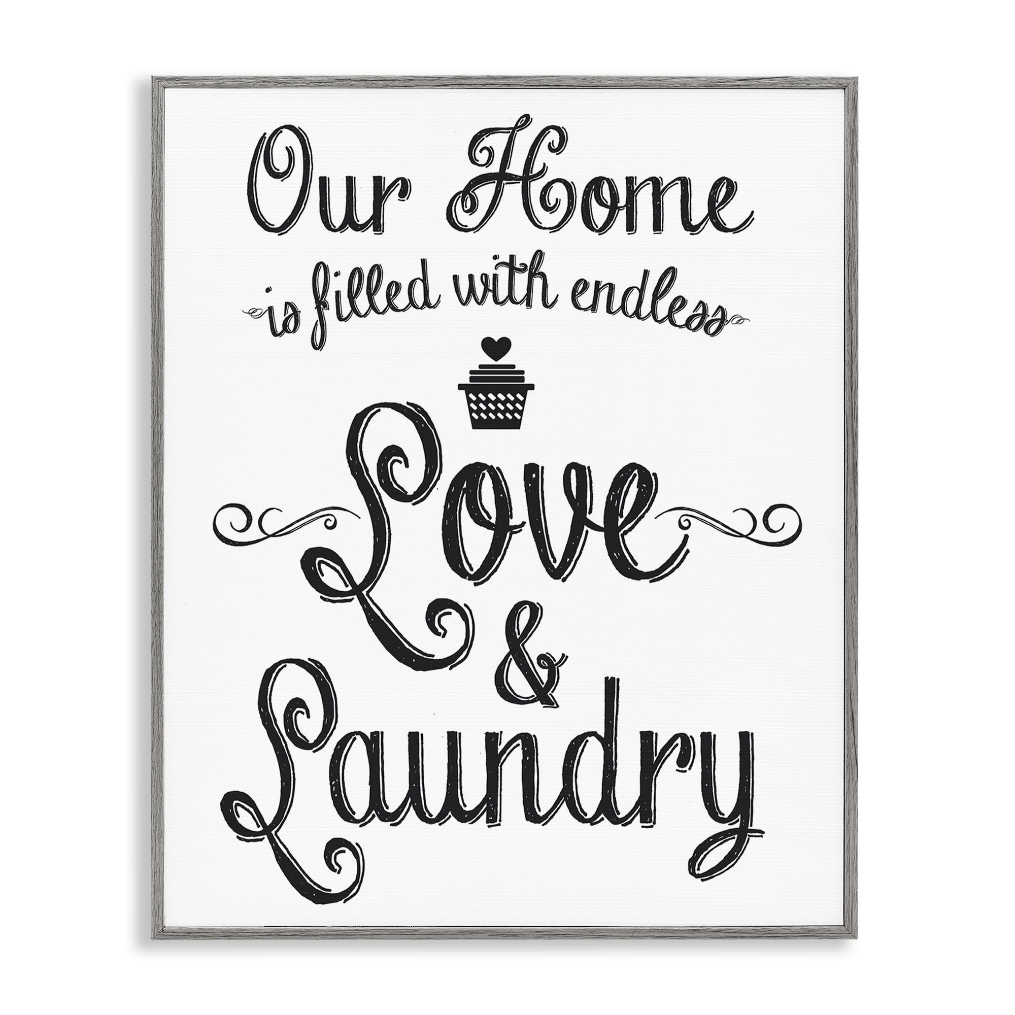 Stupell Industries Endless Love & Laundry Typography Painting Gray Framed Art Print Wall Art, 11 x 14