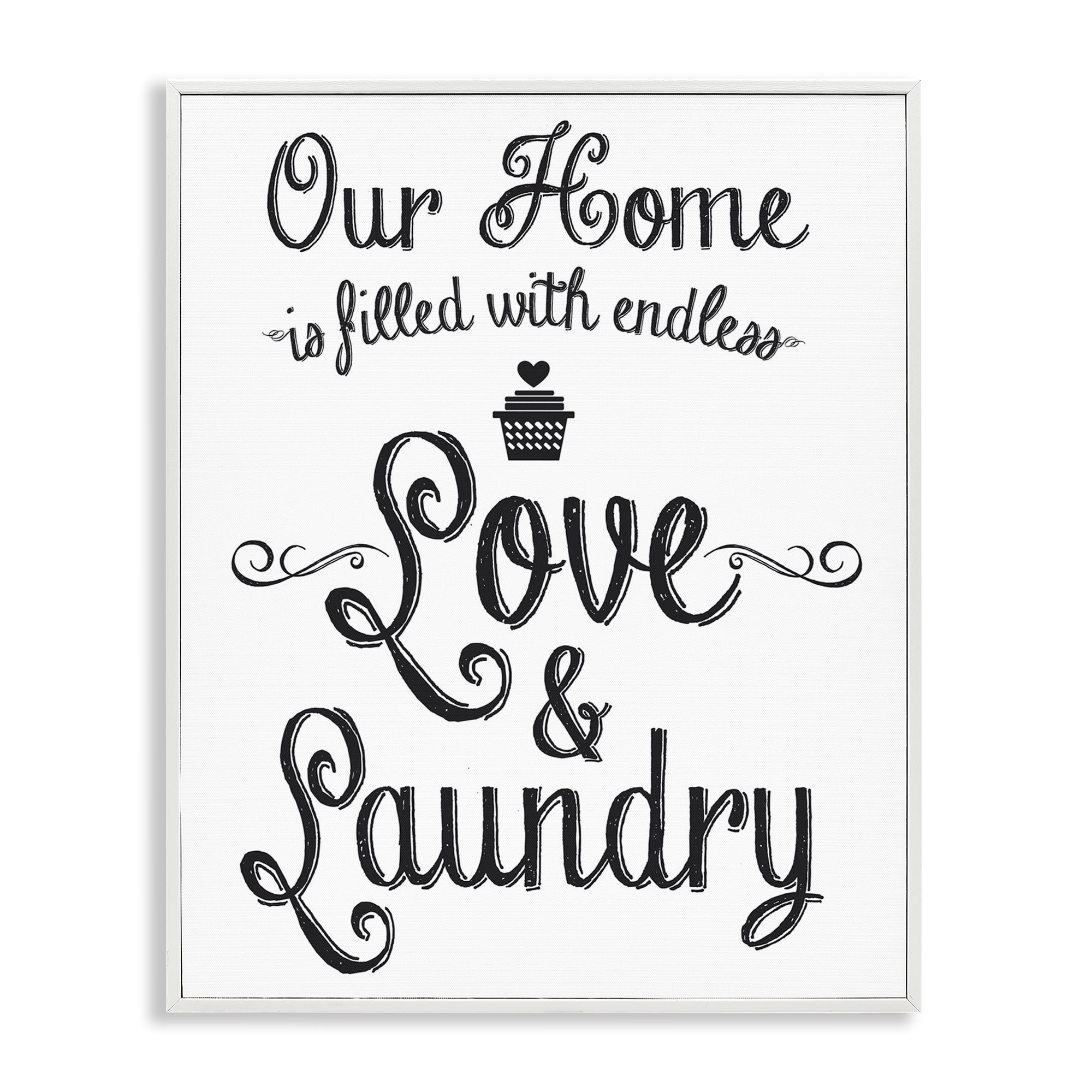 Stupell Industries Endless Love & Laundry Typography Painting White Framed Art Print Wall Art, 11 x 14