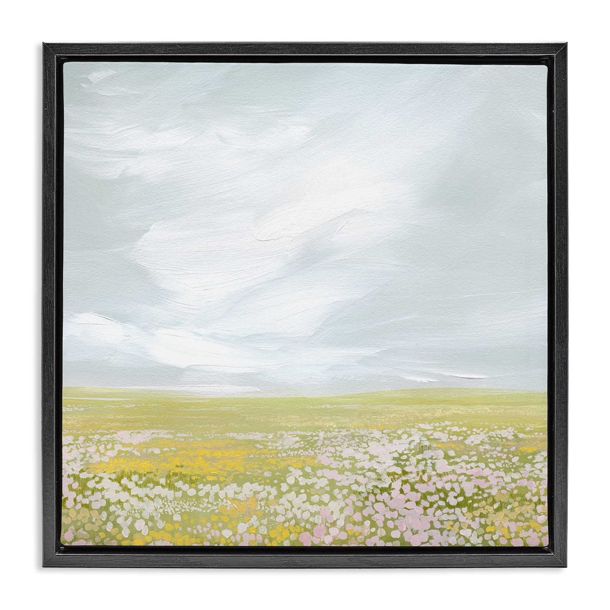 Stupell Industries Endless Spring Meadow Landscape & Nature Painting Black Floater Framed Canvas Art Print Wall Art, 25 x 25