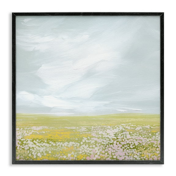 Stupell Industries Endless Spring Meadow Landscape & Nature Painting Black Framed Art Print Wall Art, 12 x 12
