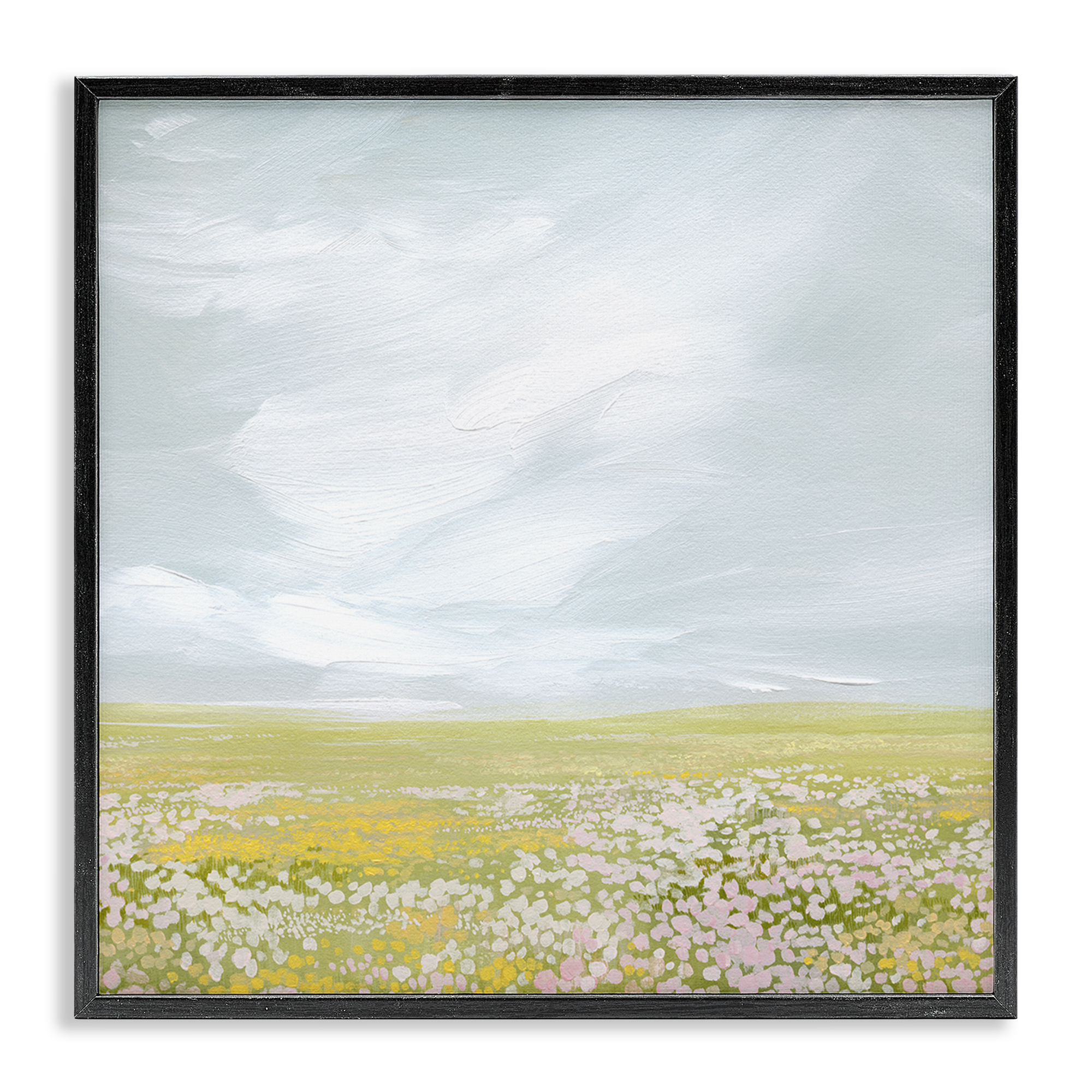 Stupell Industries Endless Spring Meadow Landscape & Nature Painting Black Framed Art Print Wall Art, 17 x 17