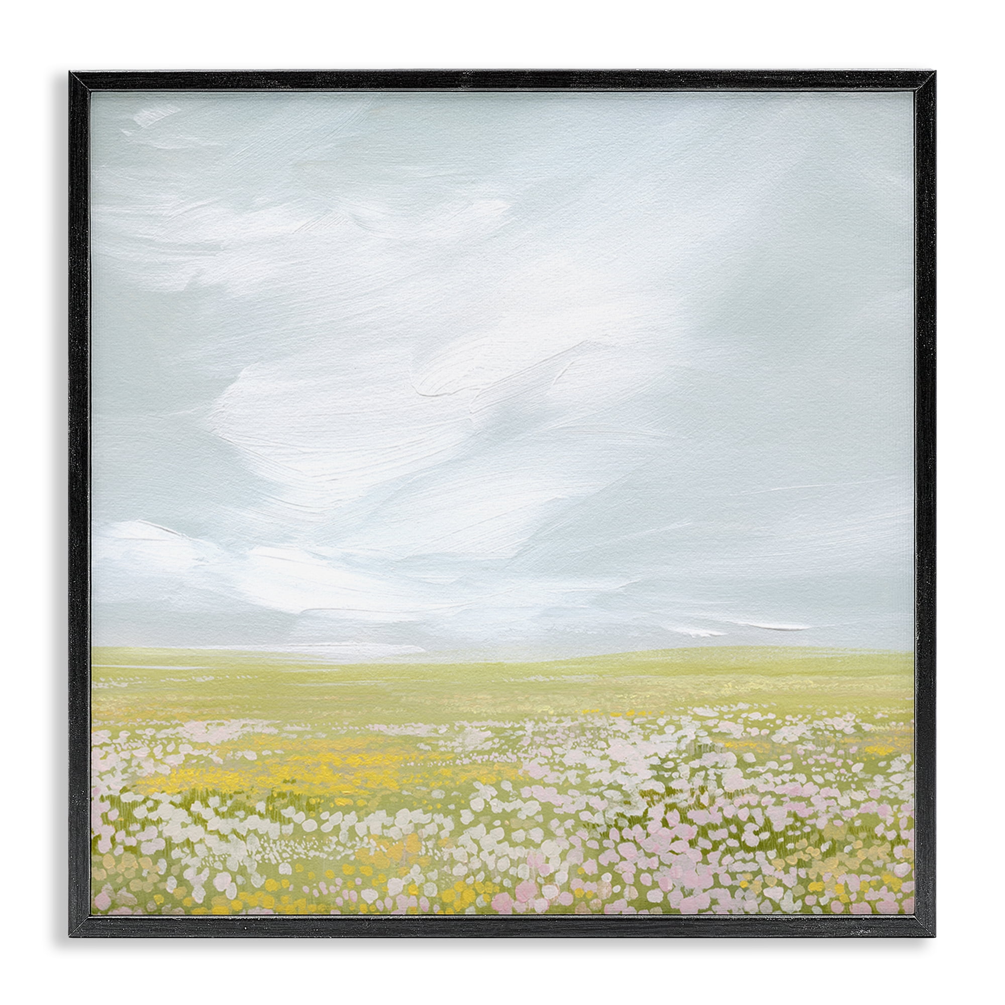 Stupell Industries Endless Spring Meadow Landscape & Nature Painting Black Framed Art Print Wall Art, 24 x 24