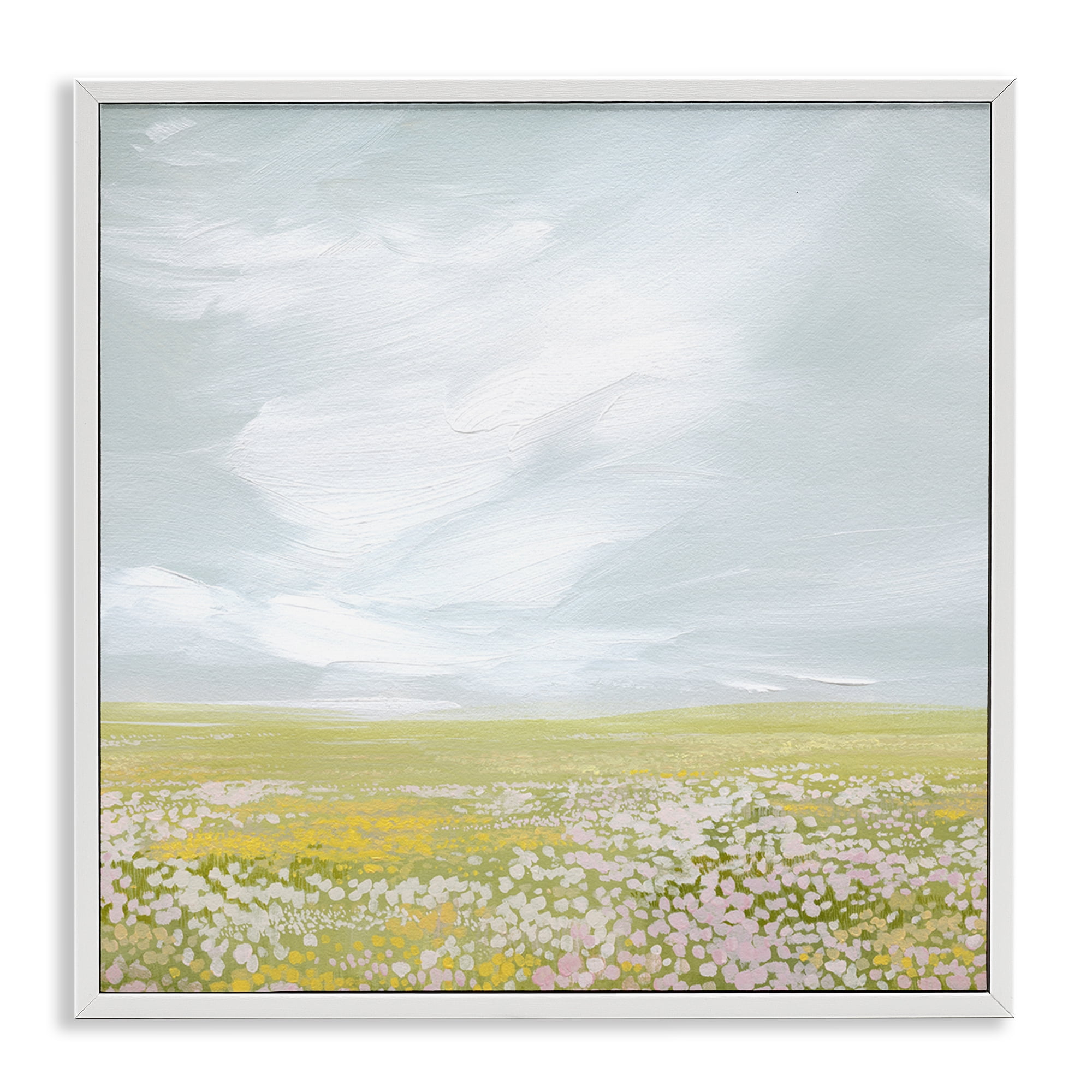 Stupell Industries Endless Spring Meadow Landscape & Nature Painting White Framed Art Print Wall Art, 17 x 17