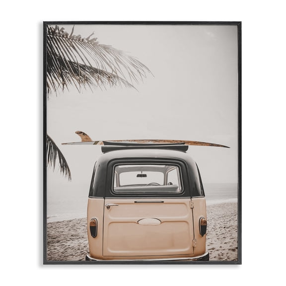 Stupell Industries Endless Summer Beach Van Transportation Photography Black Framed Art Print Wall Art, 11 x 14