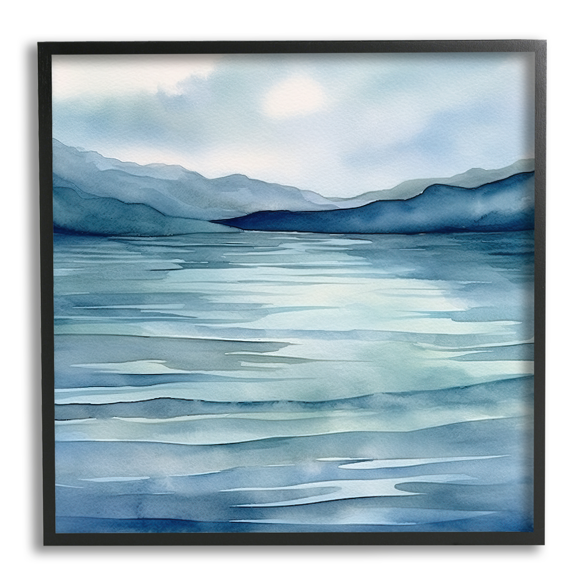 Stupell Industries Endless Waters Landscape Landscape Painting Black Framed Art Print Wall Art, 24 x 24
