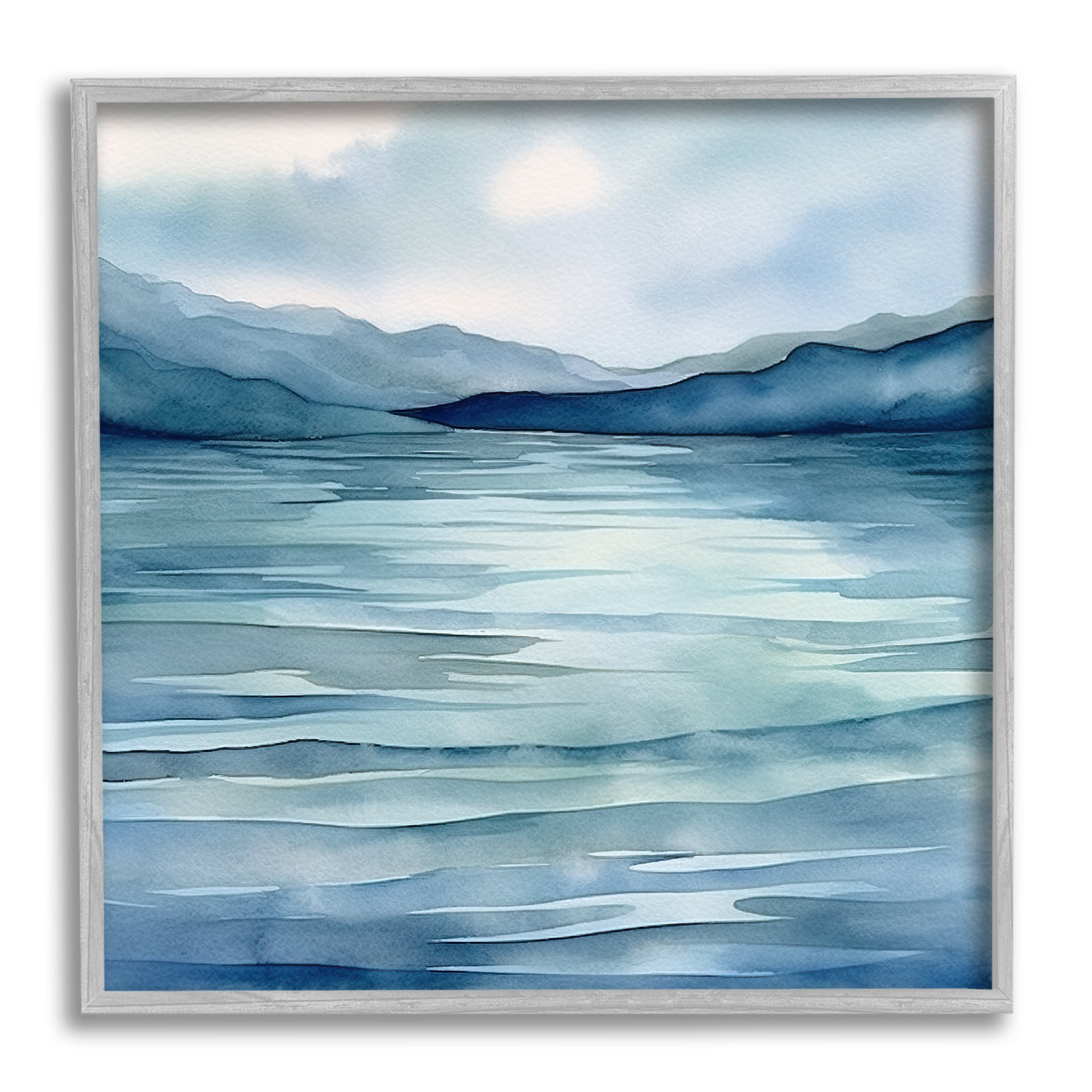 Stupell Industries Endless Waters Landscape Landscape Painting Gray Framed Art Print Wall Art, 17 x 17