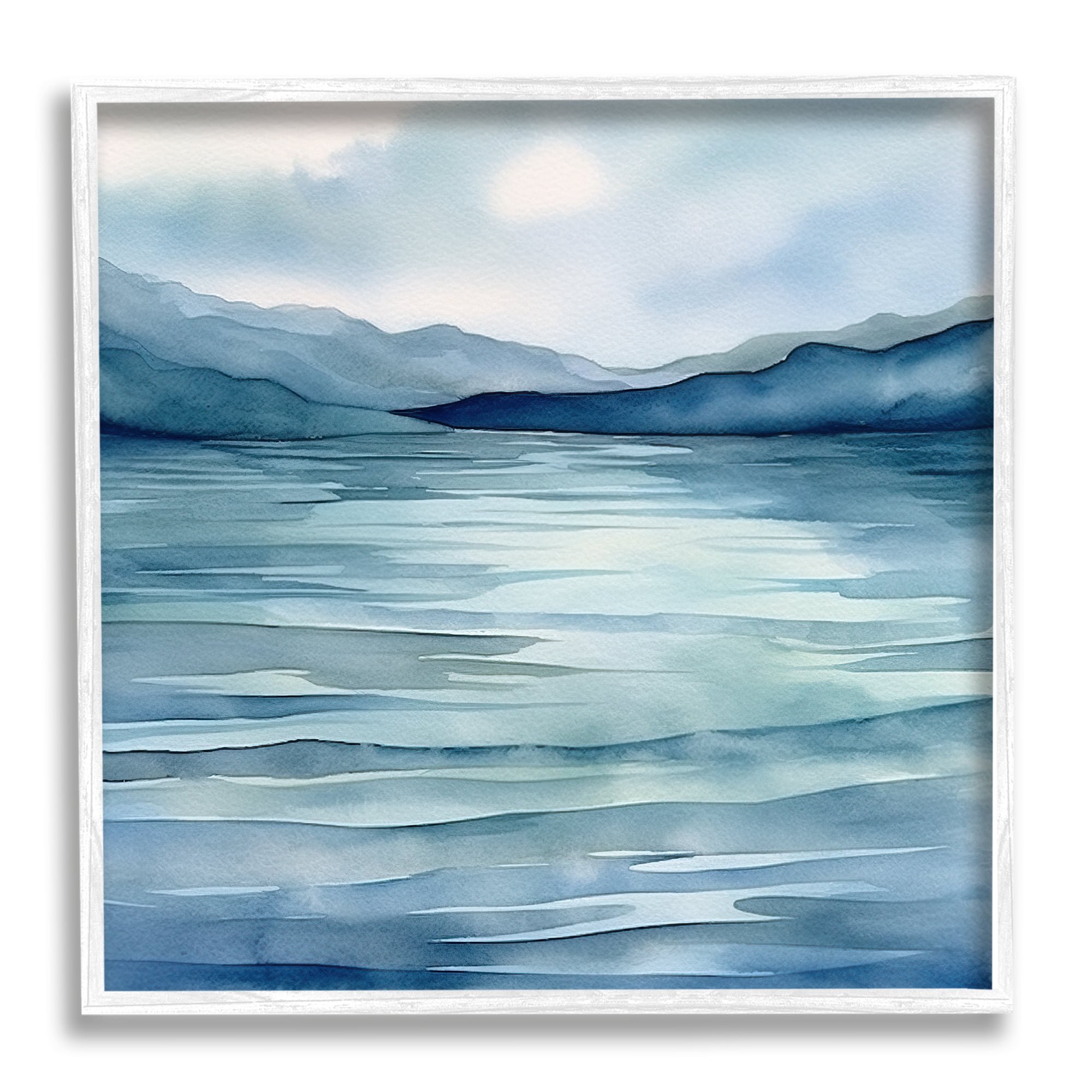 Stupell Industries Endless Waters Landscape Landscape Painting White Framed Art Print Wall Art, 17 x 17
