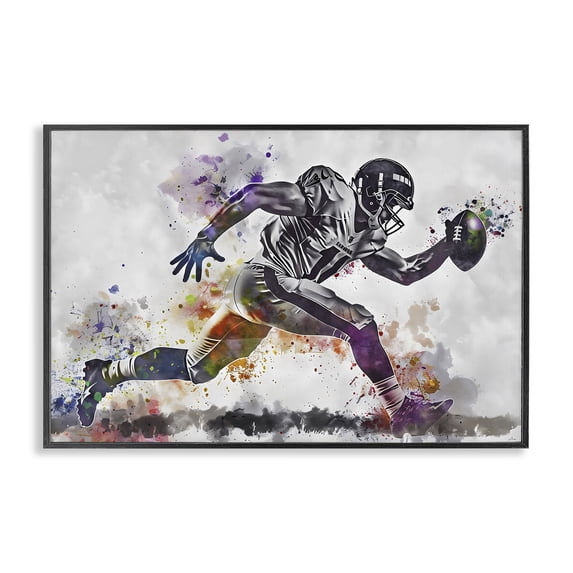 Stupell Industries Contemporary Endurance Football Sprint Black Framed Giclee Art, 24 x 16, by Creative Studio