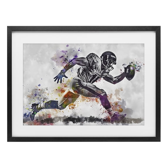 Stupell Industries Contemporary Endurance Football Sprint Black Framed Print Under Glass, 20 x 14, by Creative Studio