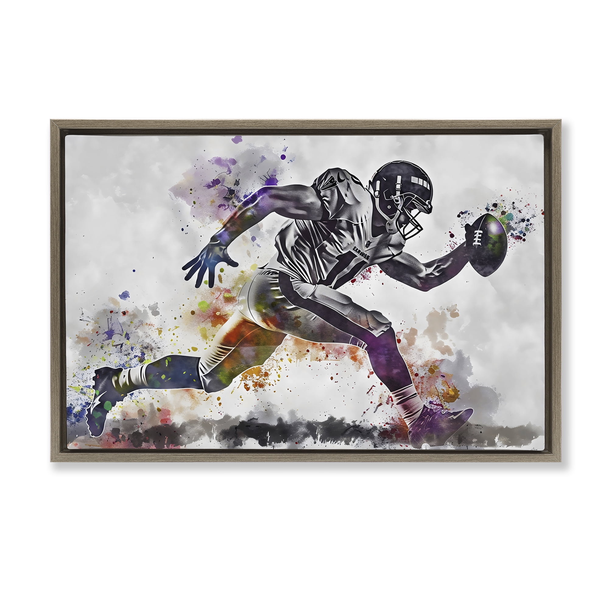 Stupell Industries Endurance Football Sprint Brown Framed Floater Canvas Wall Art, design by Creative Studio