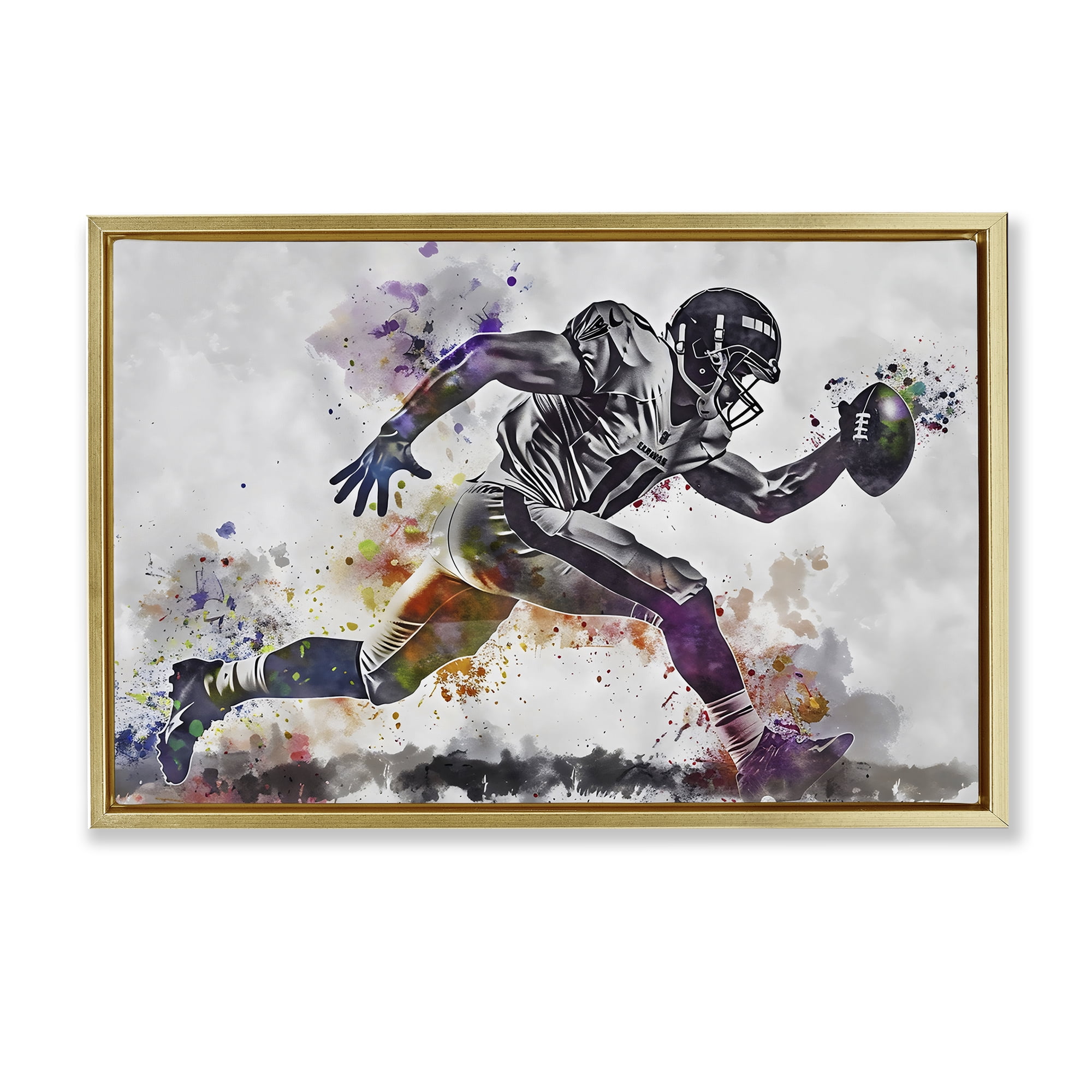 Stupell Industries Endurance Football Sprint Gold Framed Floater Canvas Wall Art, design by Creative Studio