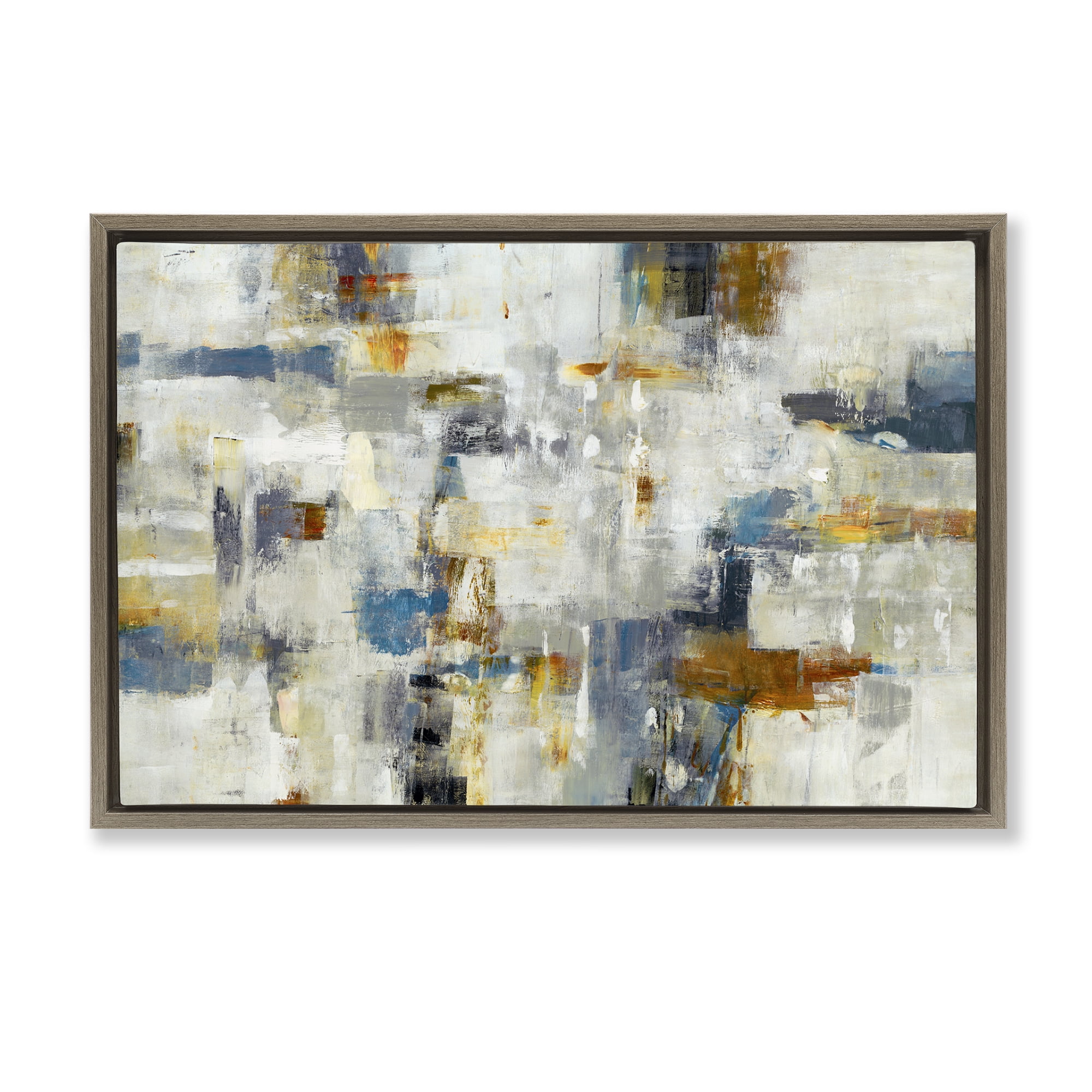 Stupell Industries Energetic Abstract Strokes Abstract Painting Brown Floater Framed Canvas Art Print Wall Art, 25 x 17