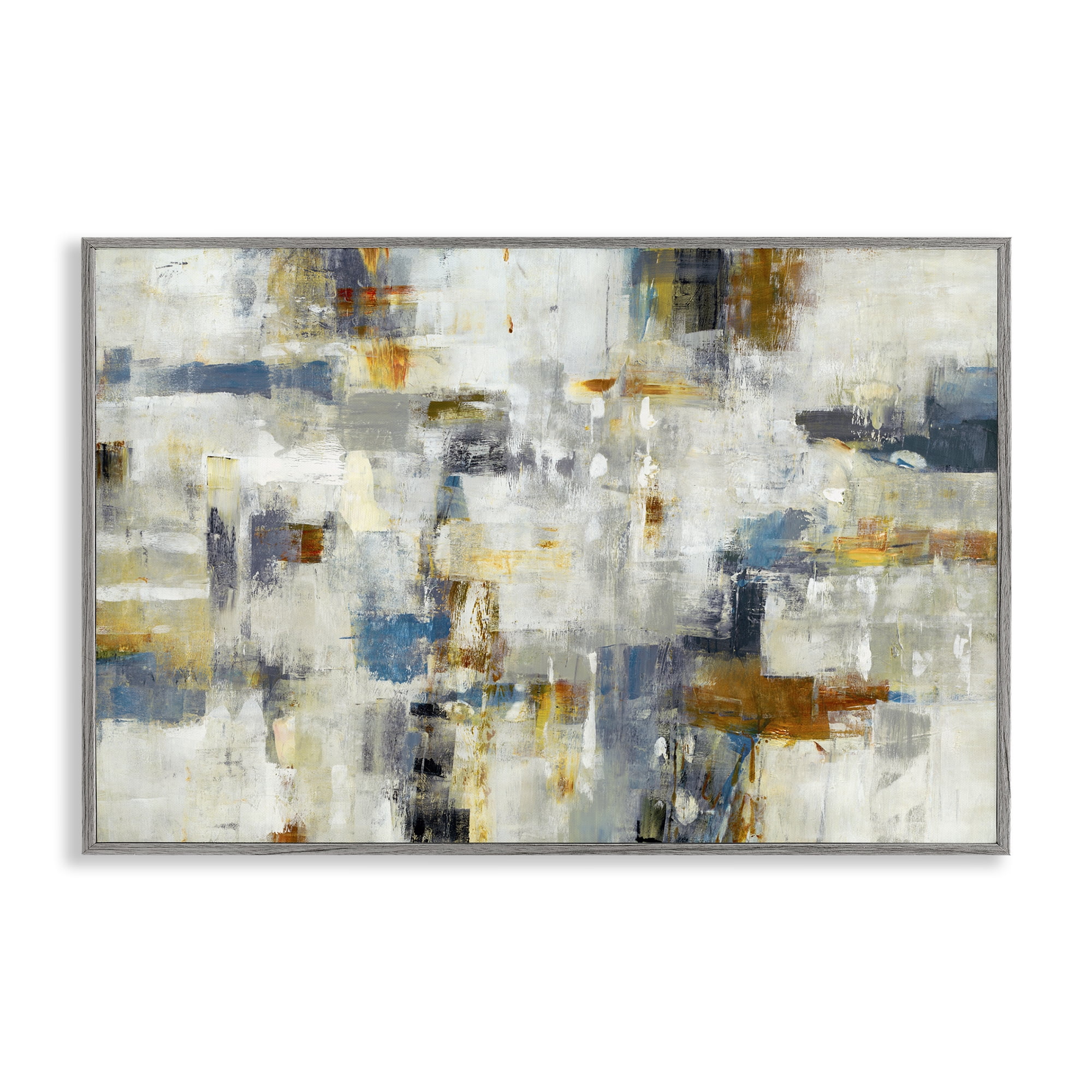 Stupell Industries Energetic Abstract Strokes Abstract Painting Gray Framed Art Print Wall Art, 30 x 20