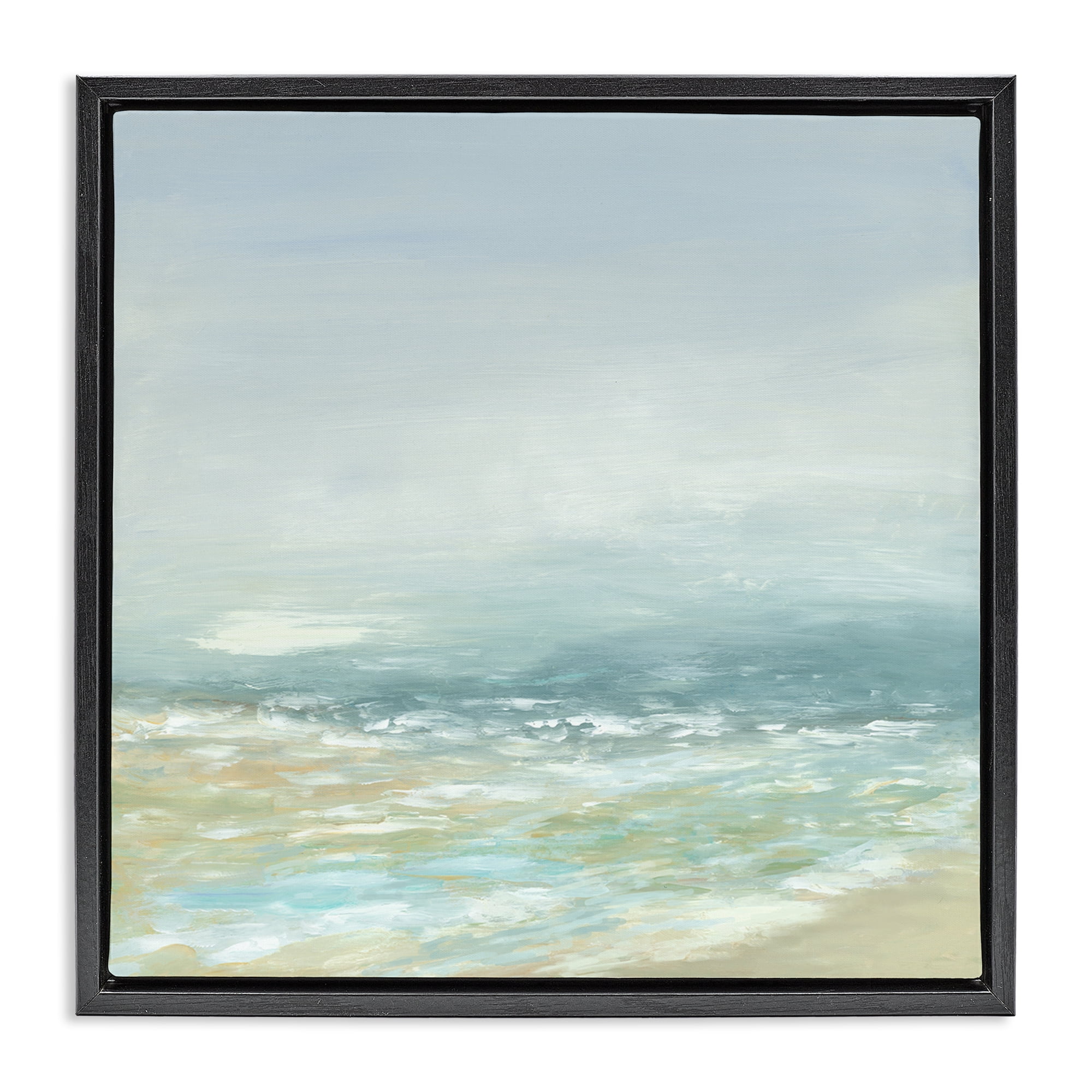 Stupell Industries Energetic Beach Expression Nautical & Beach Painting Black Floater Framed Canvas Art Print Wall Art, 18 x 18