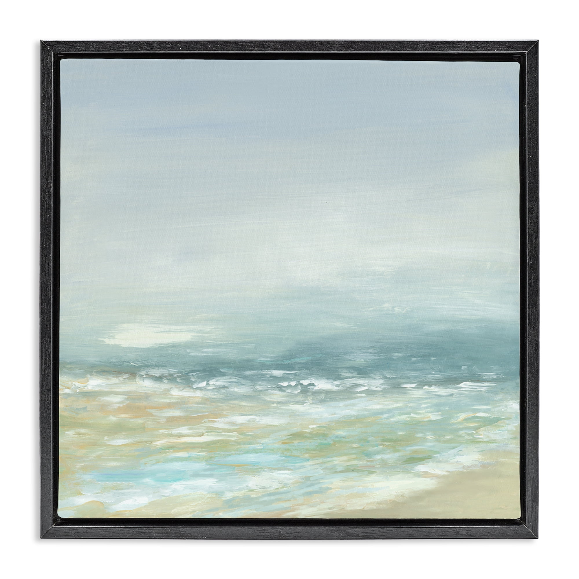 Stupell Industries Energetic Beach Expression Nautical & Beach Painting Black Floater Framed Canvas Art Print Wall Art, 25 x 25