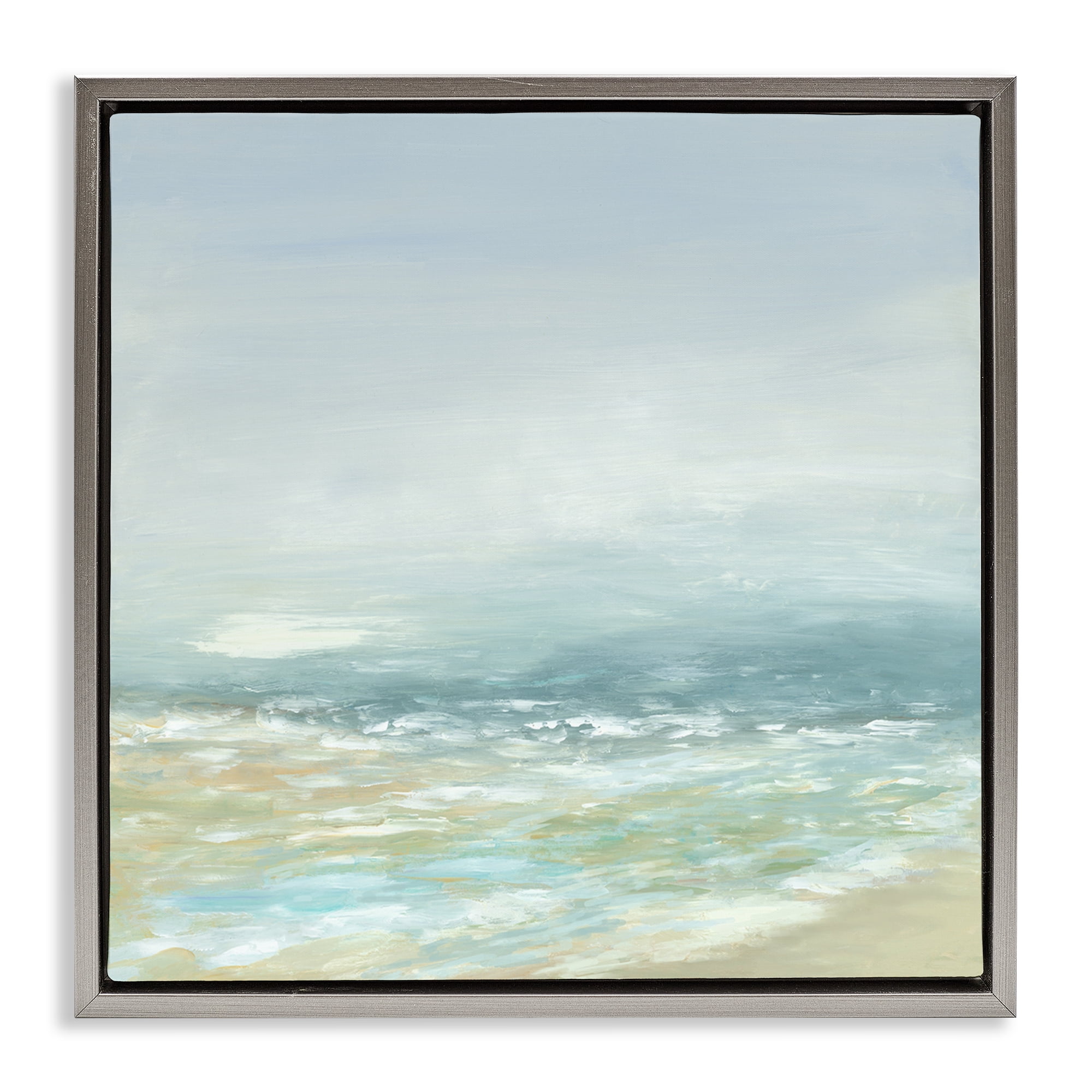 Stupell Industries Energetic Beach Expression Nautical & Beach Painting Gray Floater Framed Canvas Art Print Wall Art, 18 x 18