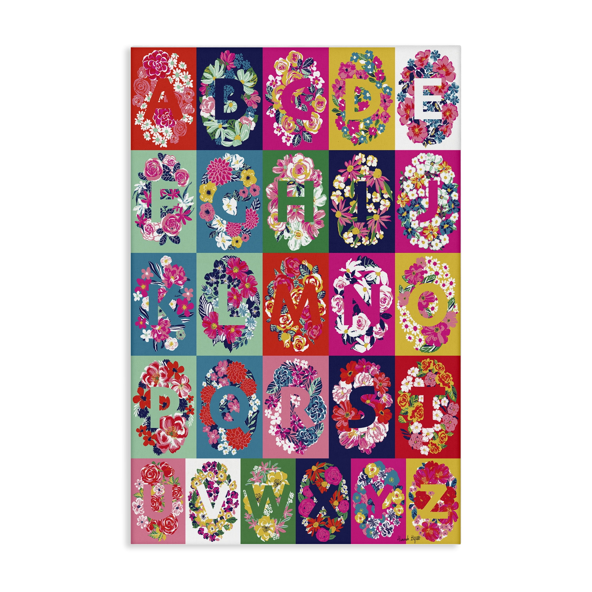 Stupell Industries Energetic Blooms Alphabet Plants & Flowers Painting Wrapped Canvas Art Print Wall Art, 16 x 24