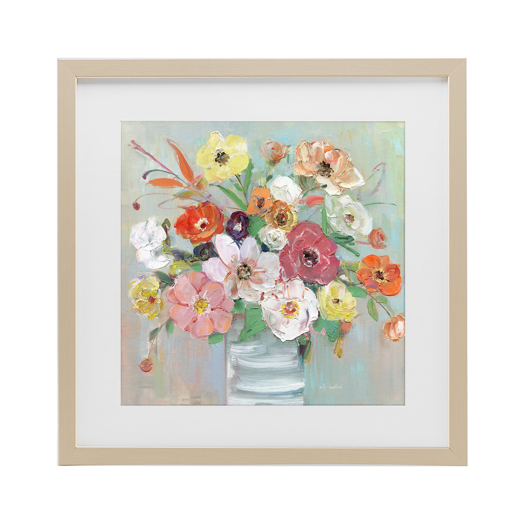 Stupell Industries Energetic Blossom Bouquet Birch Framed Print Under Glass, design by Sally Swatland