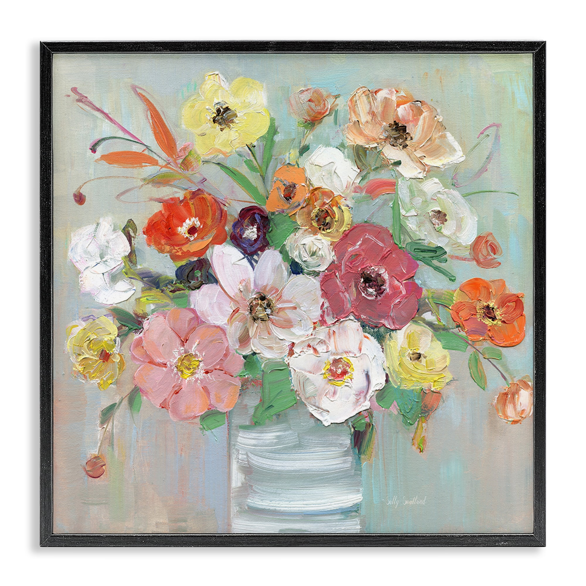 Stupell Industries Energetic Blossom Bouquet Black Framed Giclee Art, design by Sally Swatland